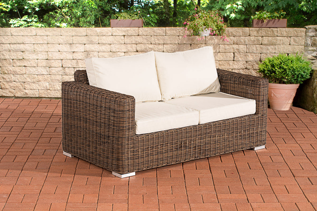 2er-Sofa Bilbao / Madeira Cremeweiss