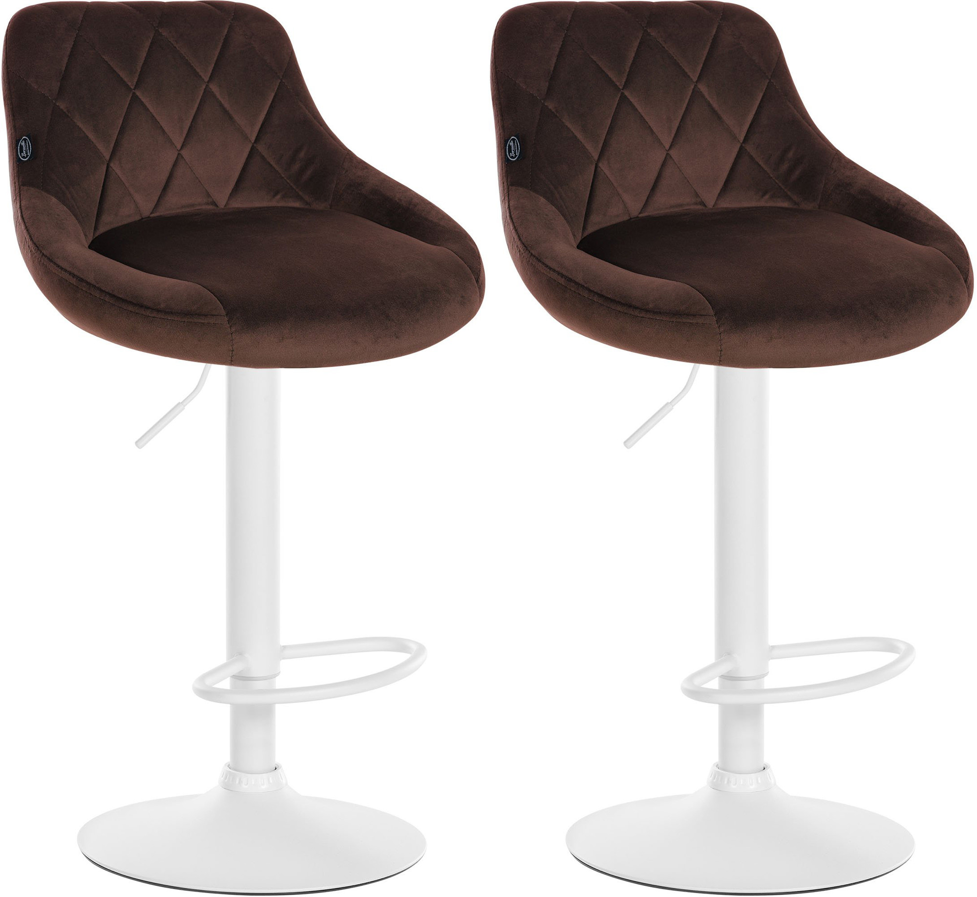 2er Set Barhocker Lazio Samt weiß
