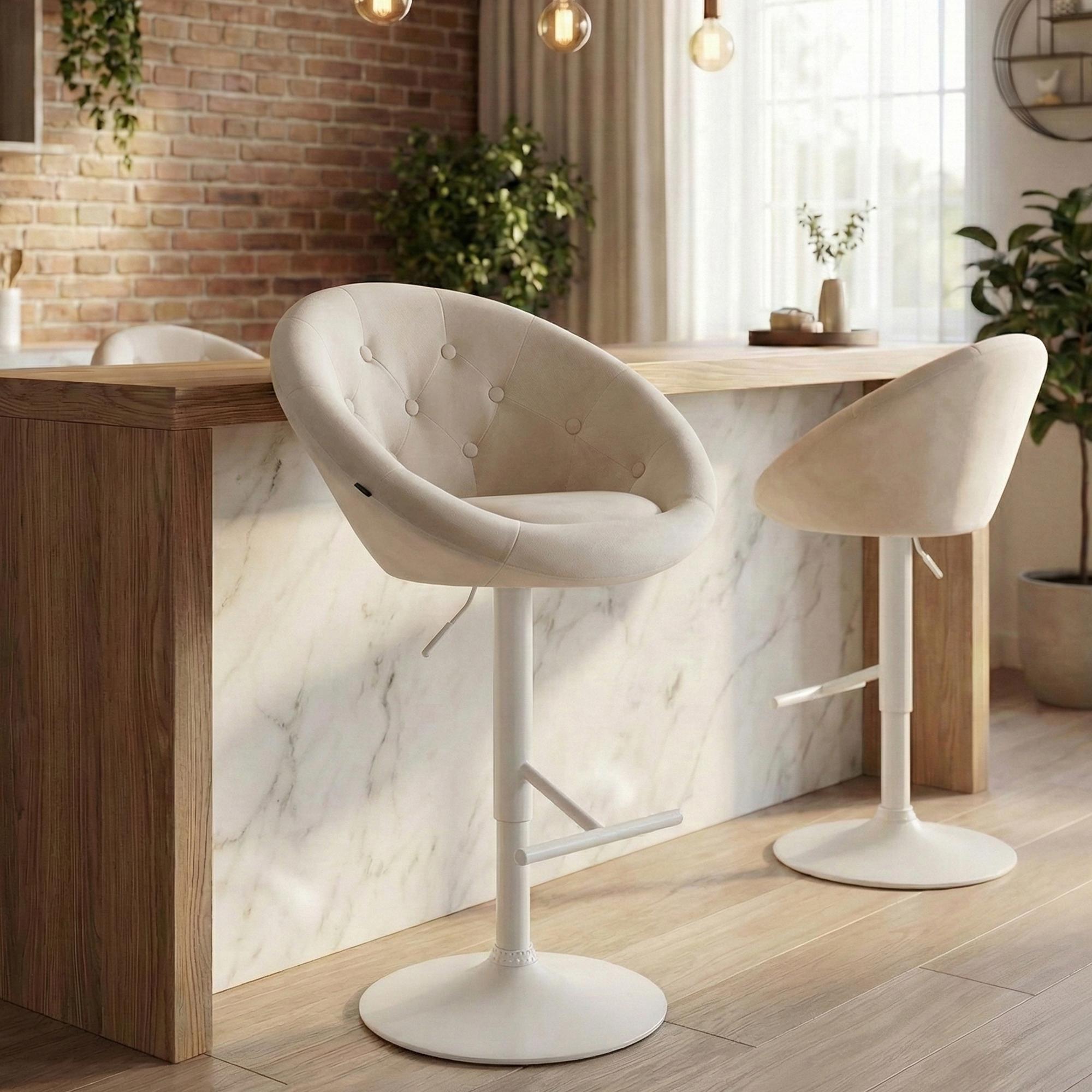 Barhocker London Samt weiß