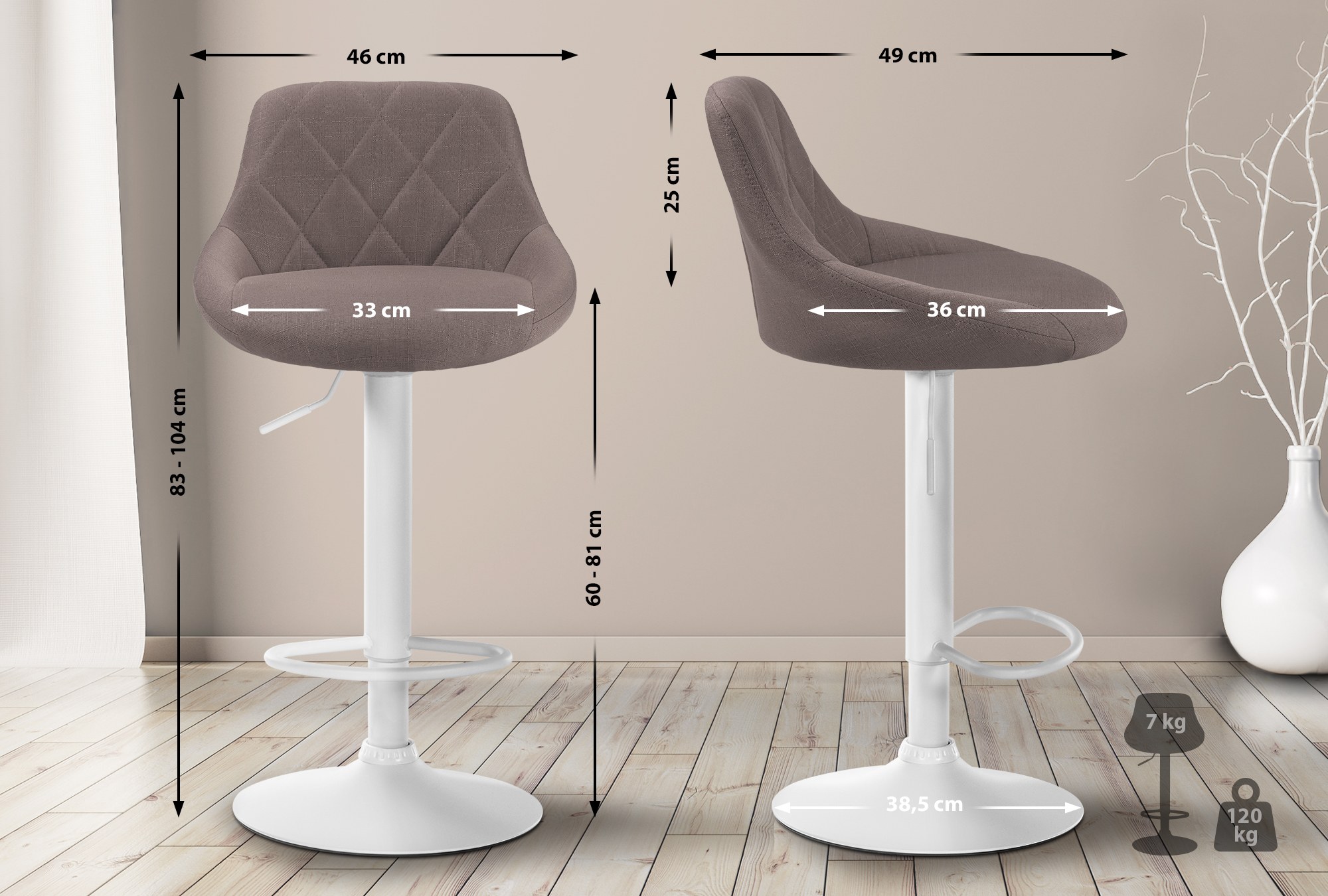 Barhocker Lazio Stoff weiß