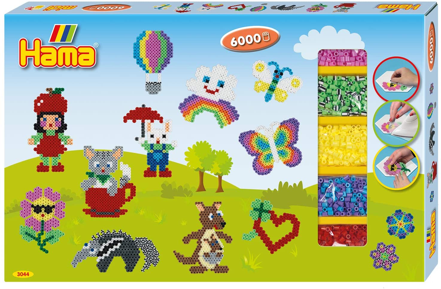 Hama Bastel- & Kreativspielzeug HAMA - Gigantische Geschenkverpackung - Bügelperlen Midi, ca. 6000 Stück inklusive Stiftplatten und Zubehör