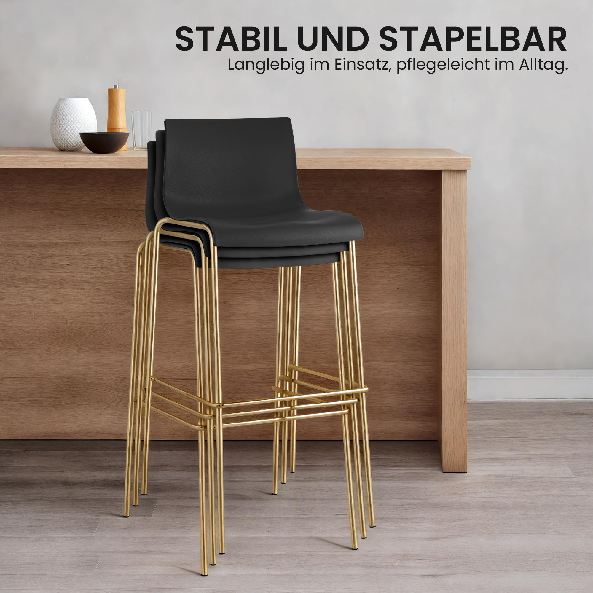 2er Set Barhocker Hoover Kunststoff 4-Fuß Gold