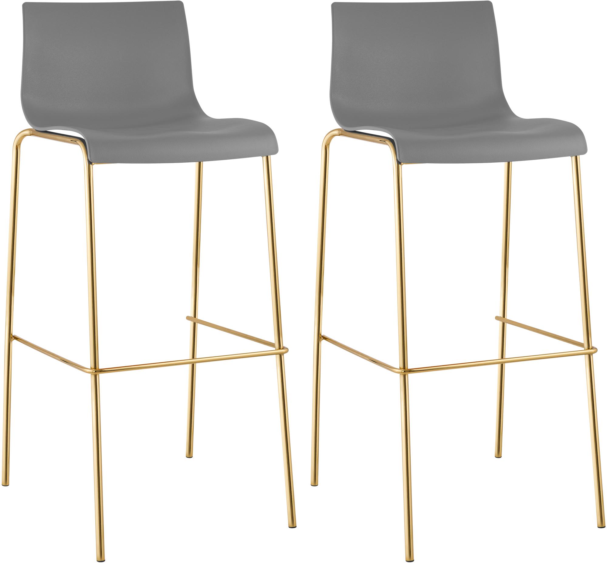 2er Set Barhocker Hoover Kunststoff 4-Fuß Gold