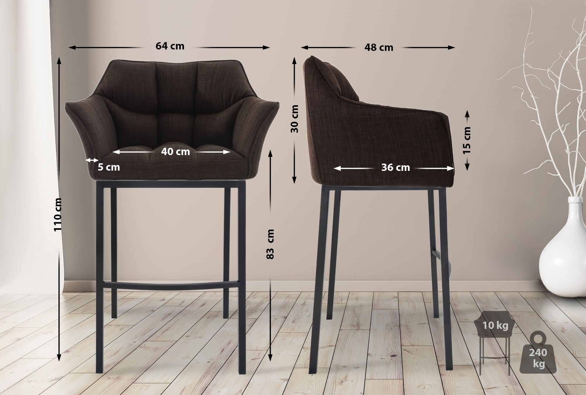 Barhocker Damaso B Stoff mit 4-Fuß Gestell