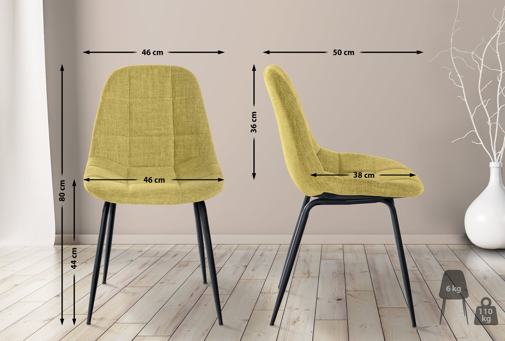 2er Set Stuhl Tom Stoff