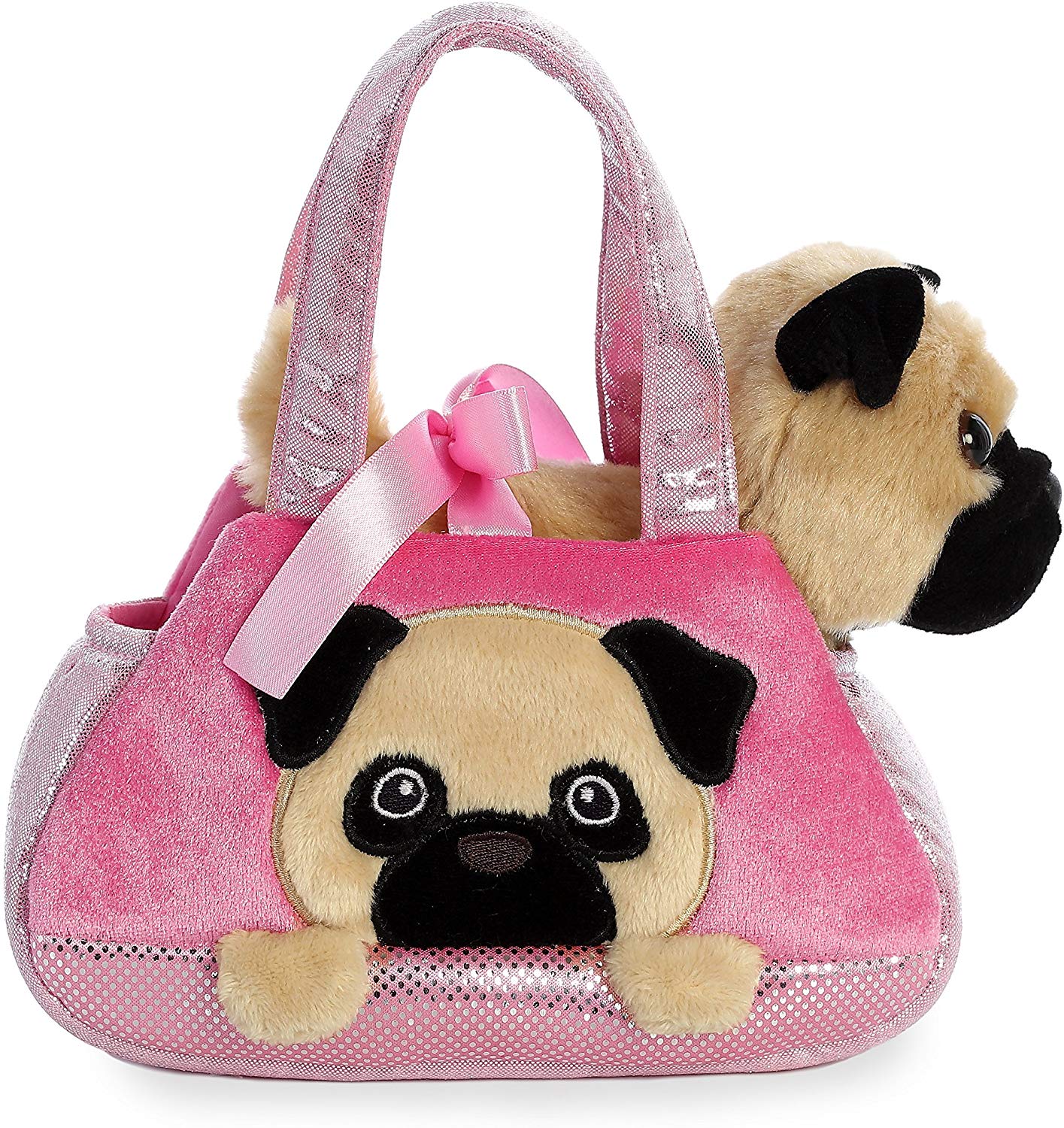 Aurora Plüschfiguren Fancy Peek-a-Boo Mops in einer Tragetasche ca. 21 cm - Plüschfigur