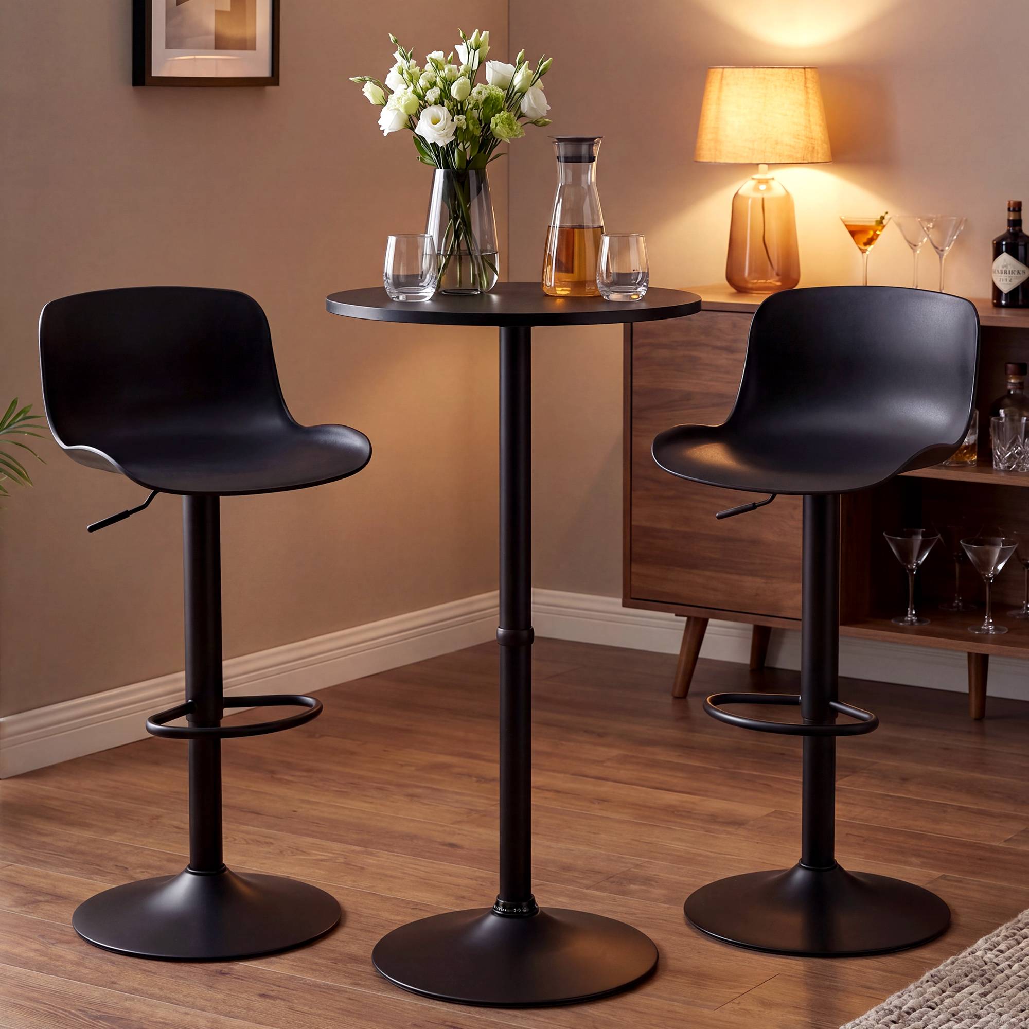2er Bartisch Set Velor Kunststoff