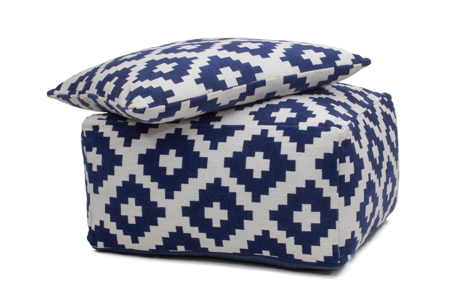 Pouf Unwind Pouf & Cushion Set 260 Weiß / Blau 80cm x 80cm