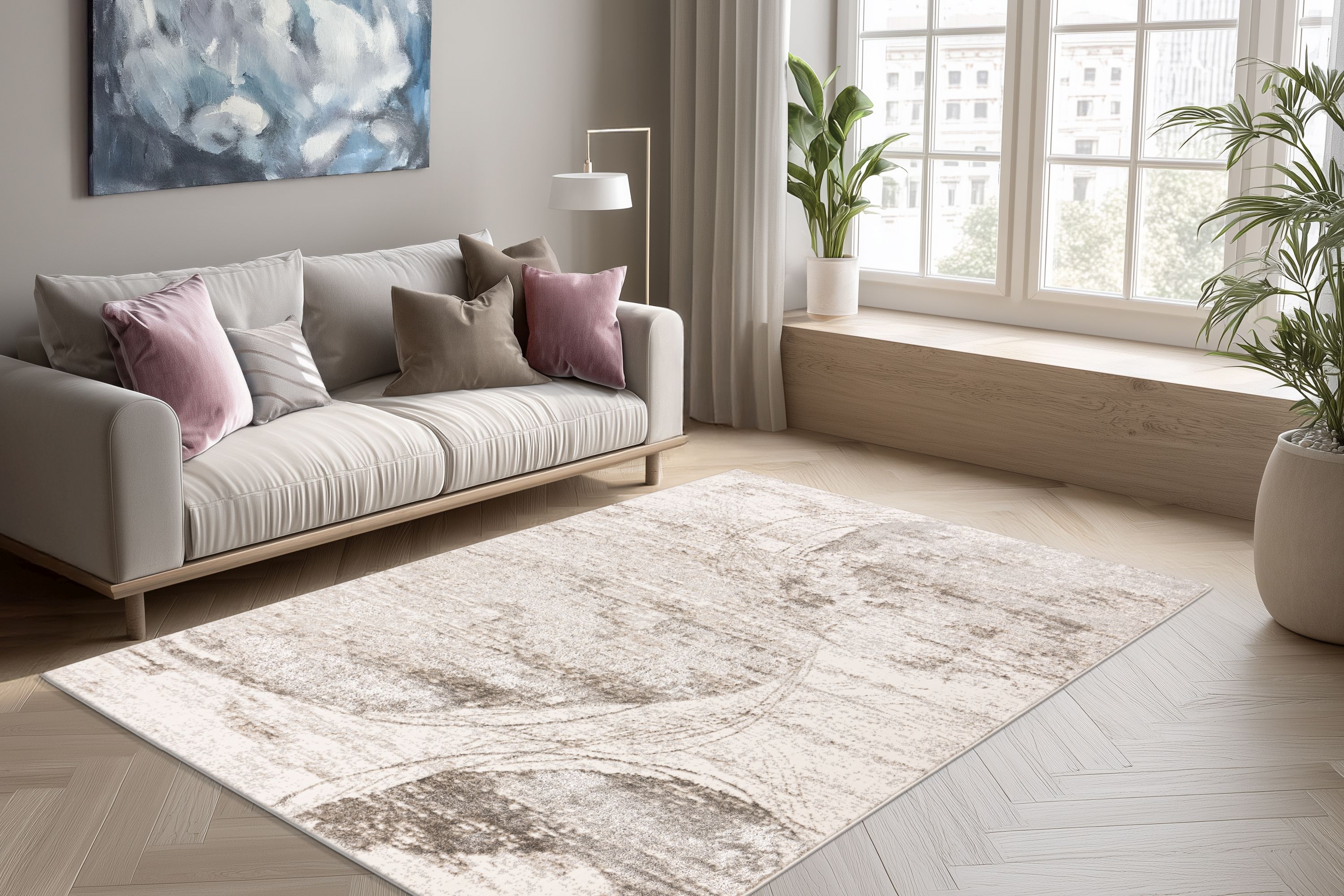 Teppich Chalk 325 Silber / Beige 80 x 150 cm