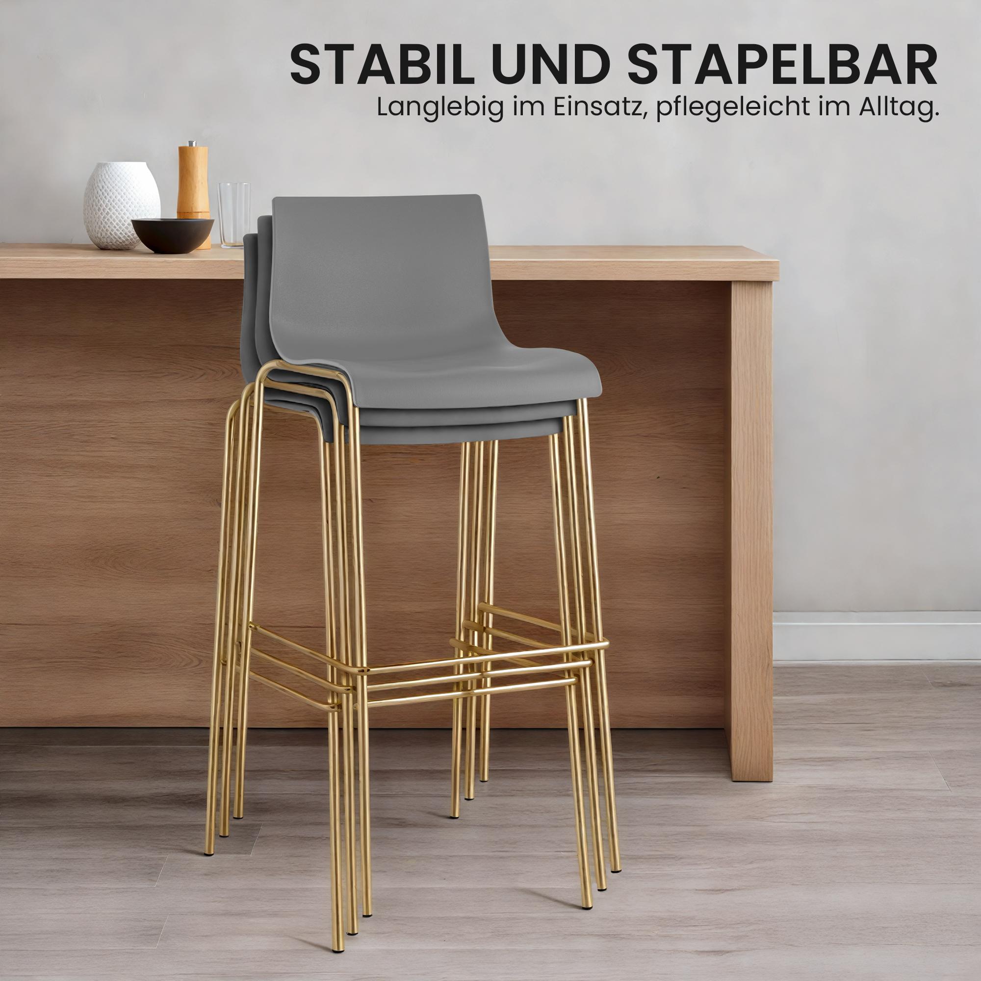 2er Set Barhocker Hoover Kunststoff 4-Fuß Gold