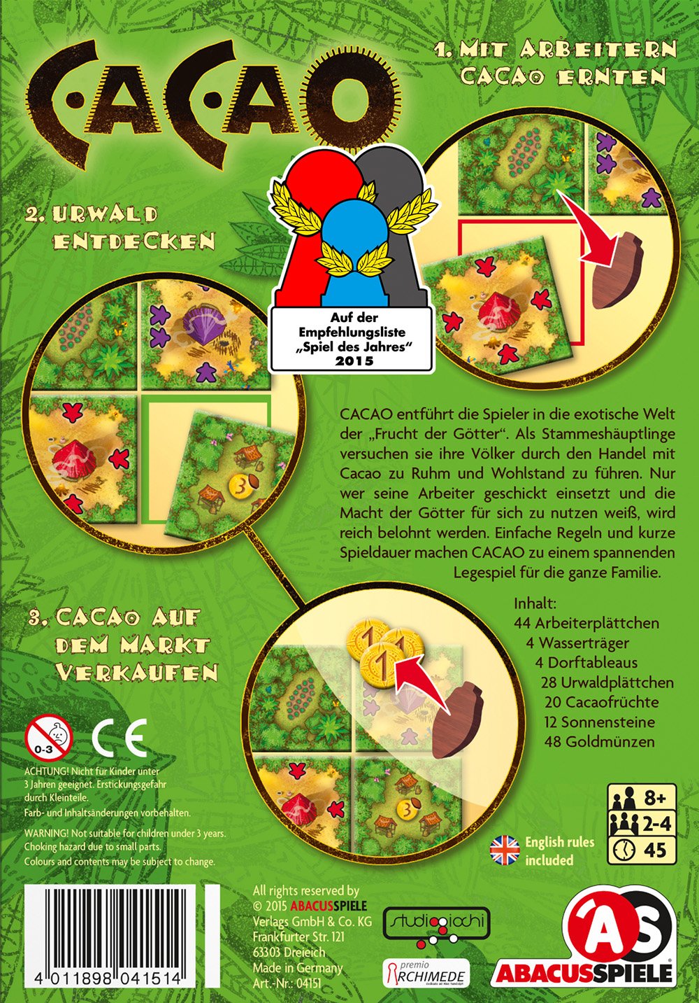 ABACUSSPIELE Brettspiele & Gesellschaftsspiele Abacus Spiele 04151 - Cacao