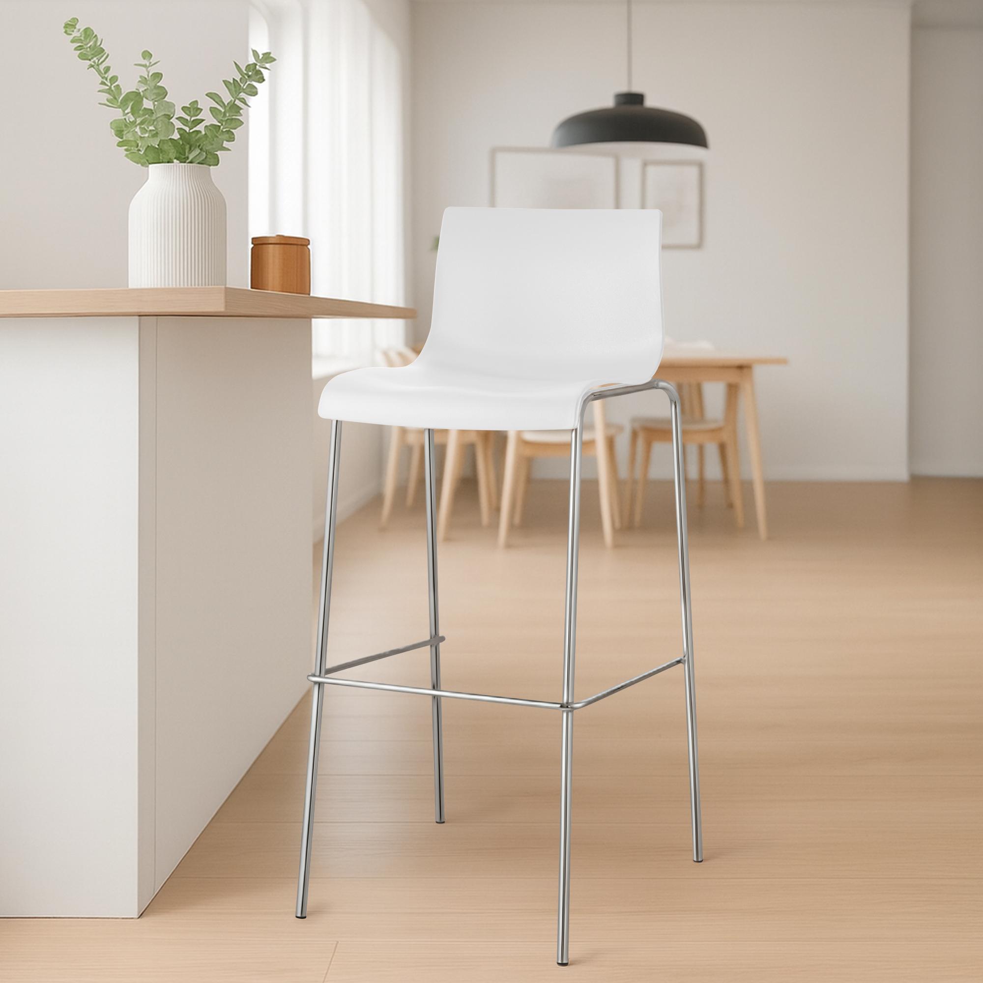 2er Set Barhocker Hoover Kunststoff 4-Fuß Gestell chrom