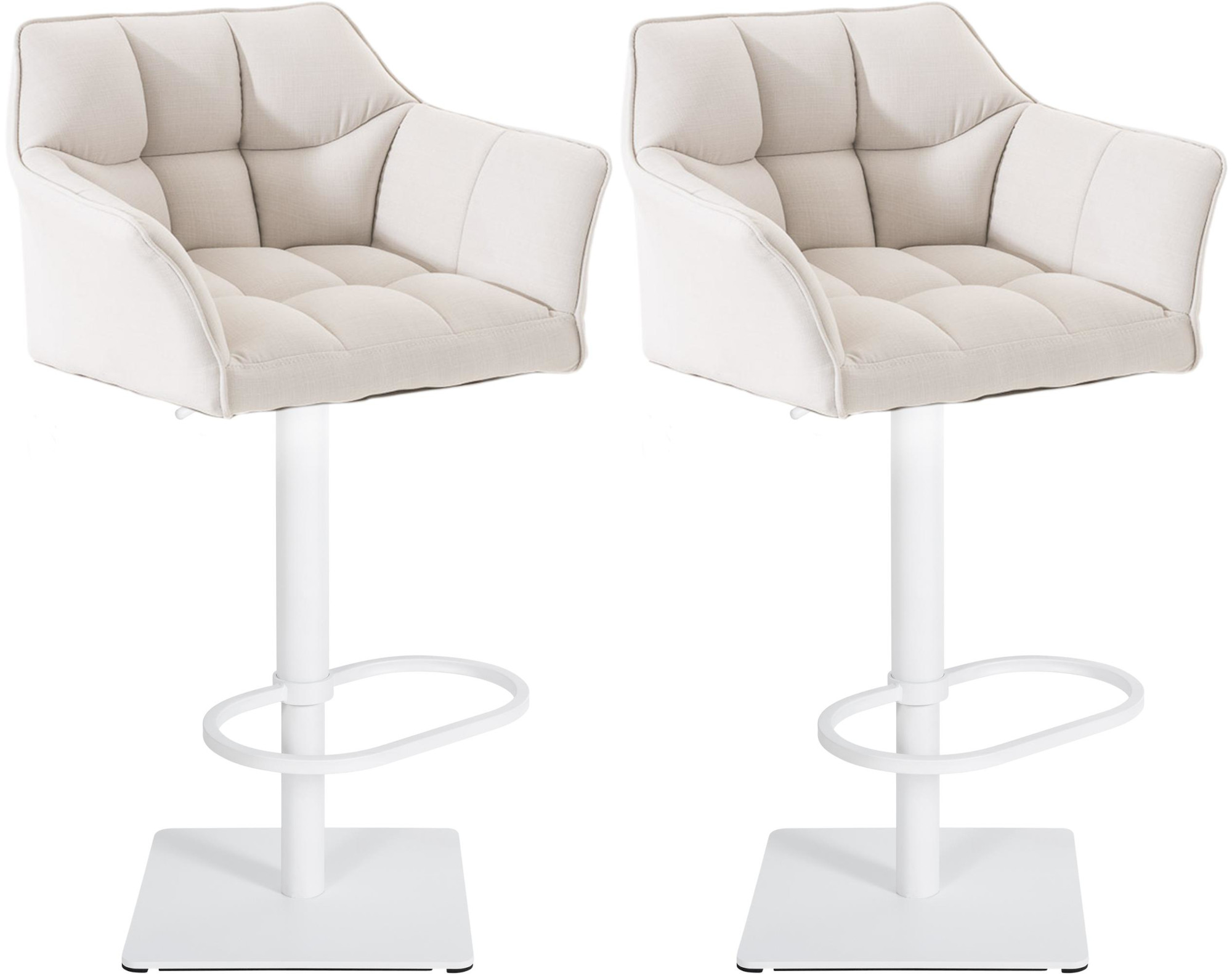 2er Set Barhocker Damaso Stoff weiß