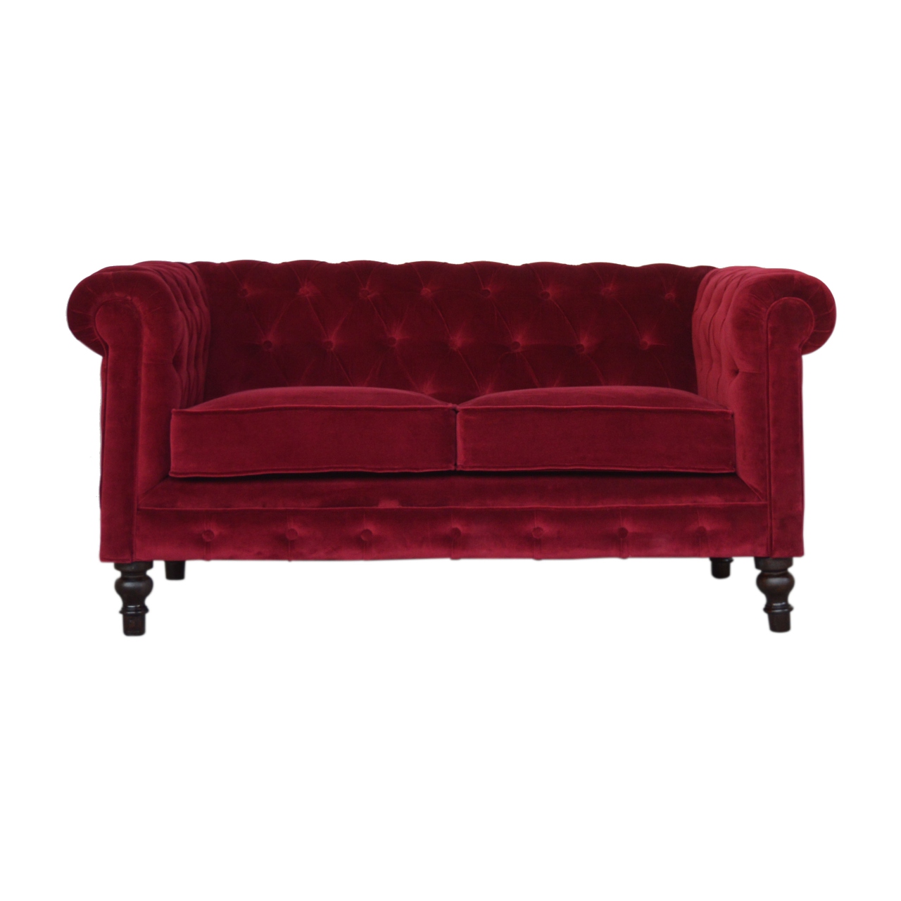 Chesterfield-Sofa in Weinrot mit Samtbezug