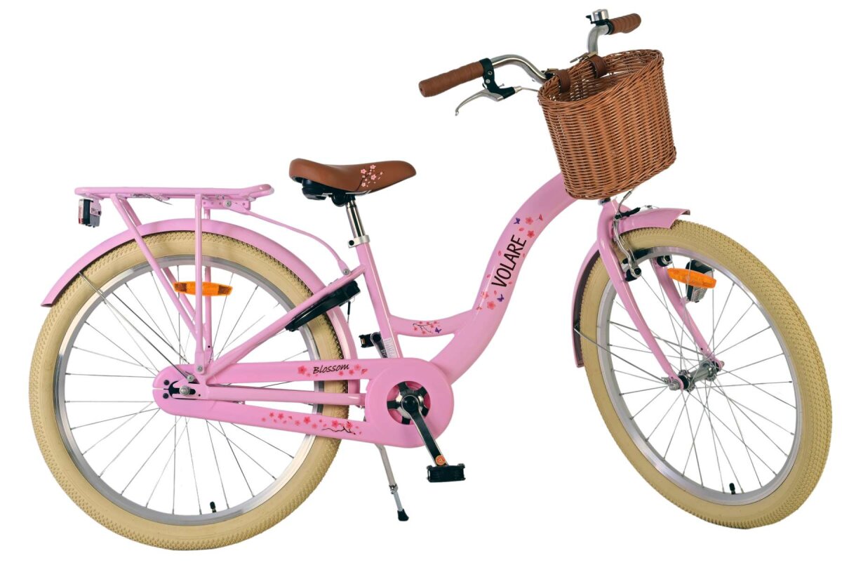 Volare Blossom Kinderfahrrad für Mädchen - 24 Zoll in Rosa mit Sicherheitsmerkmalen