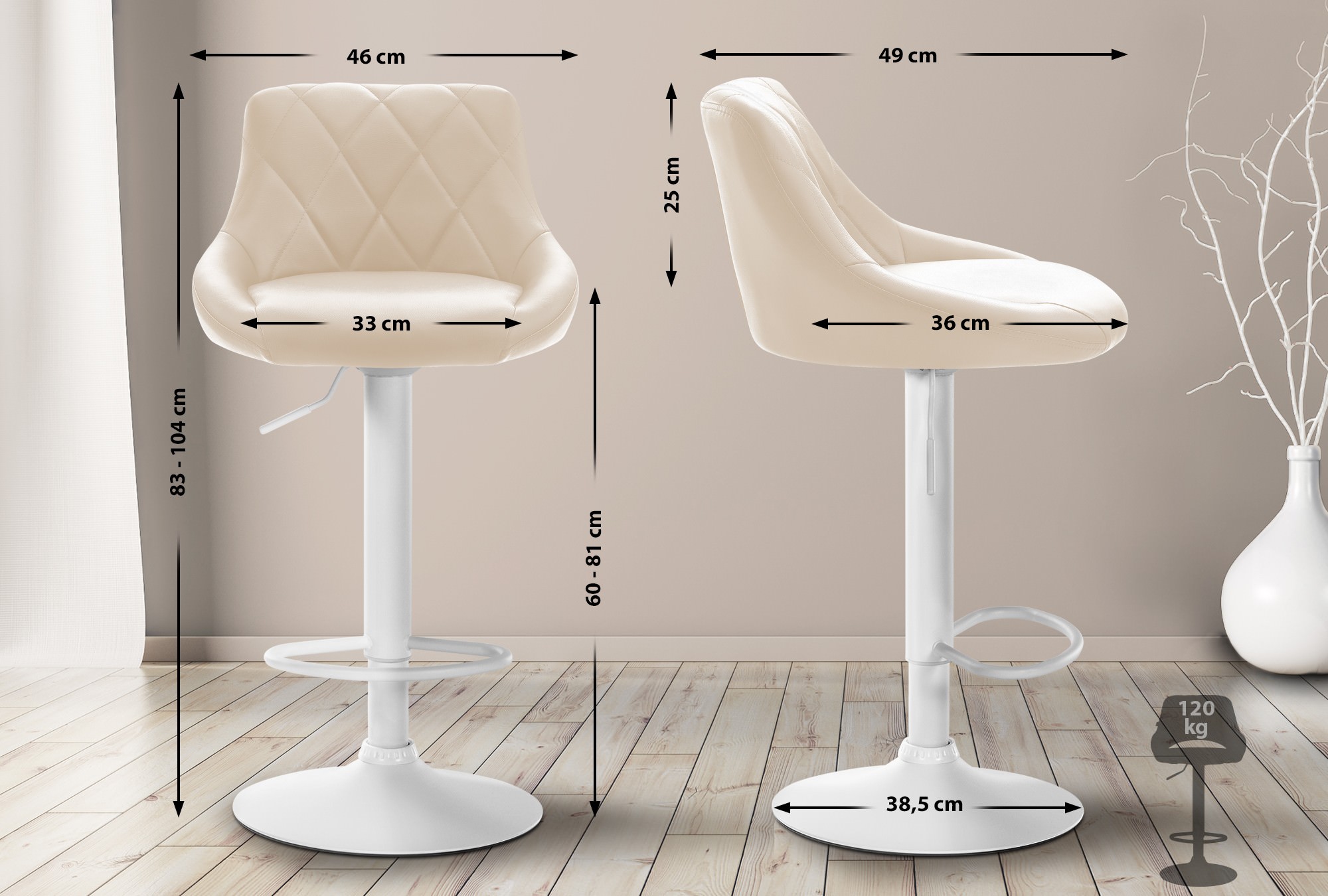 Barhocker Lazio Kunstleder weiß