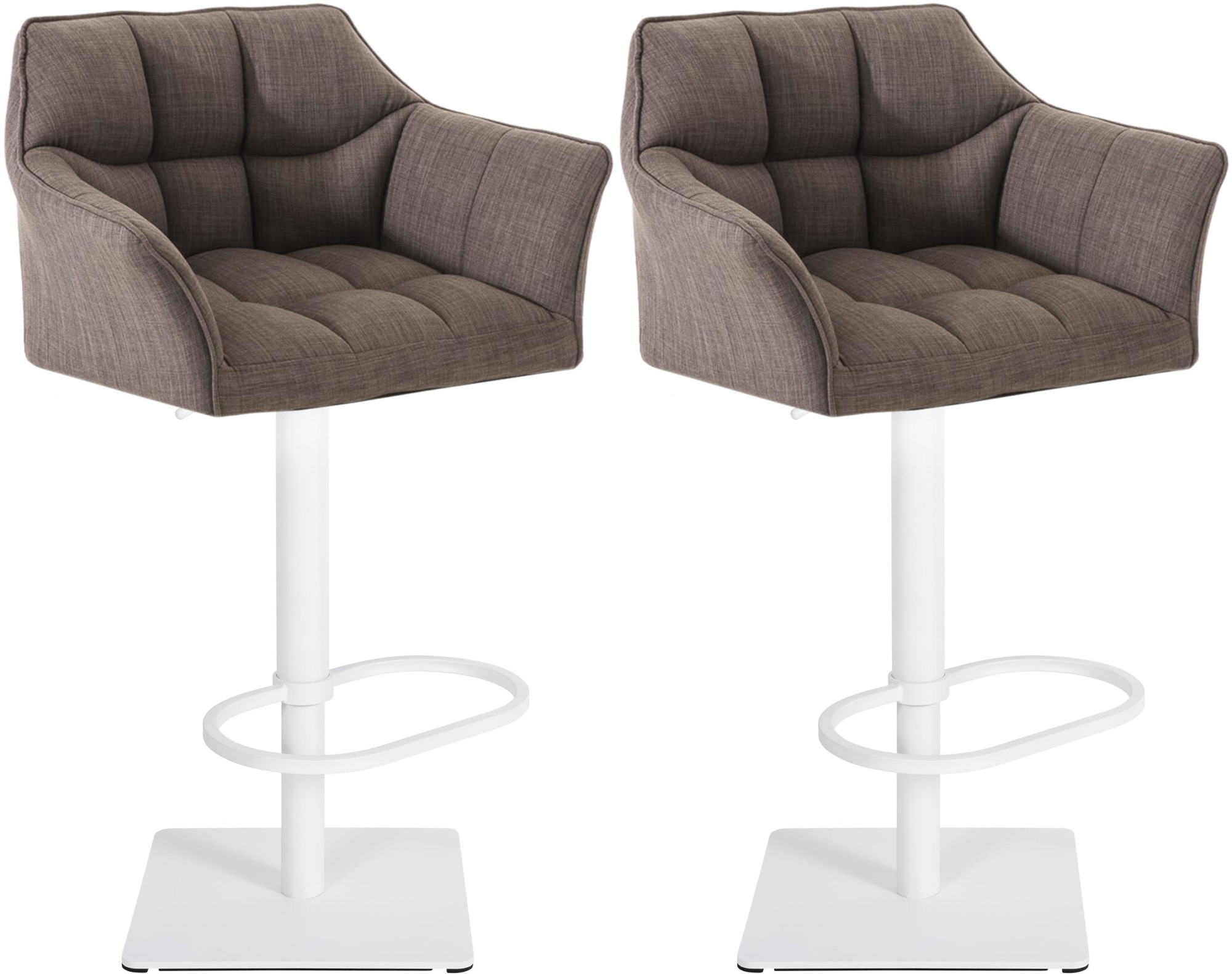 2er Set Barhocker Damaso Stoff weiß
