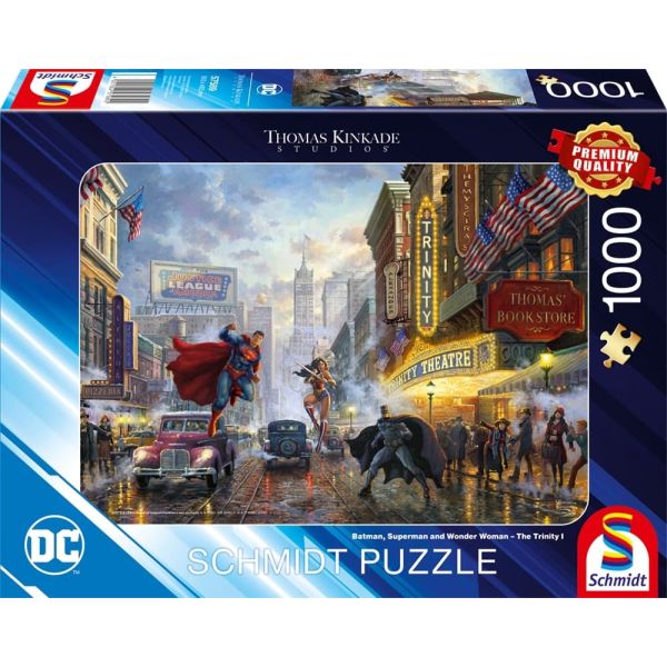 Schmidt Spiele GmbH Puzzles Batman, Superman and Wonder Woman - Puzzle 1000 Teile - Thomas Kinkade Collection