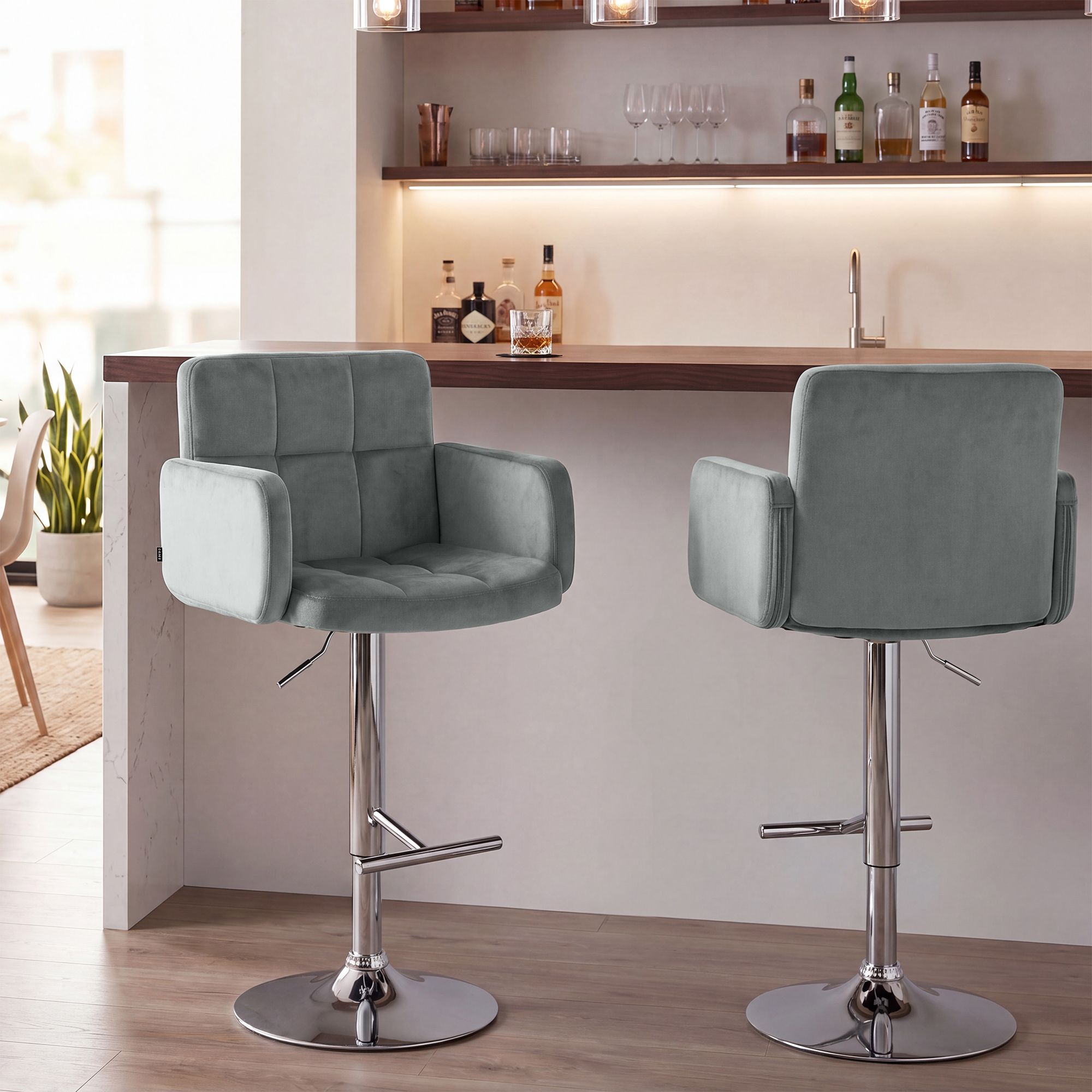 Barhocker Los Angeles Samt chrom
