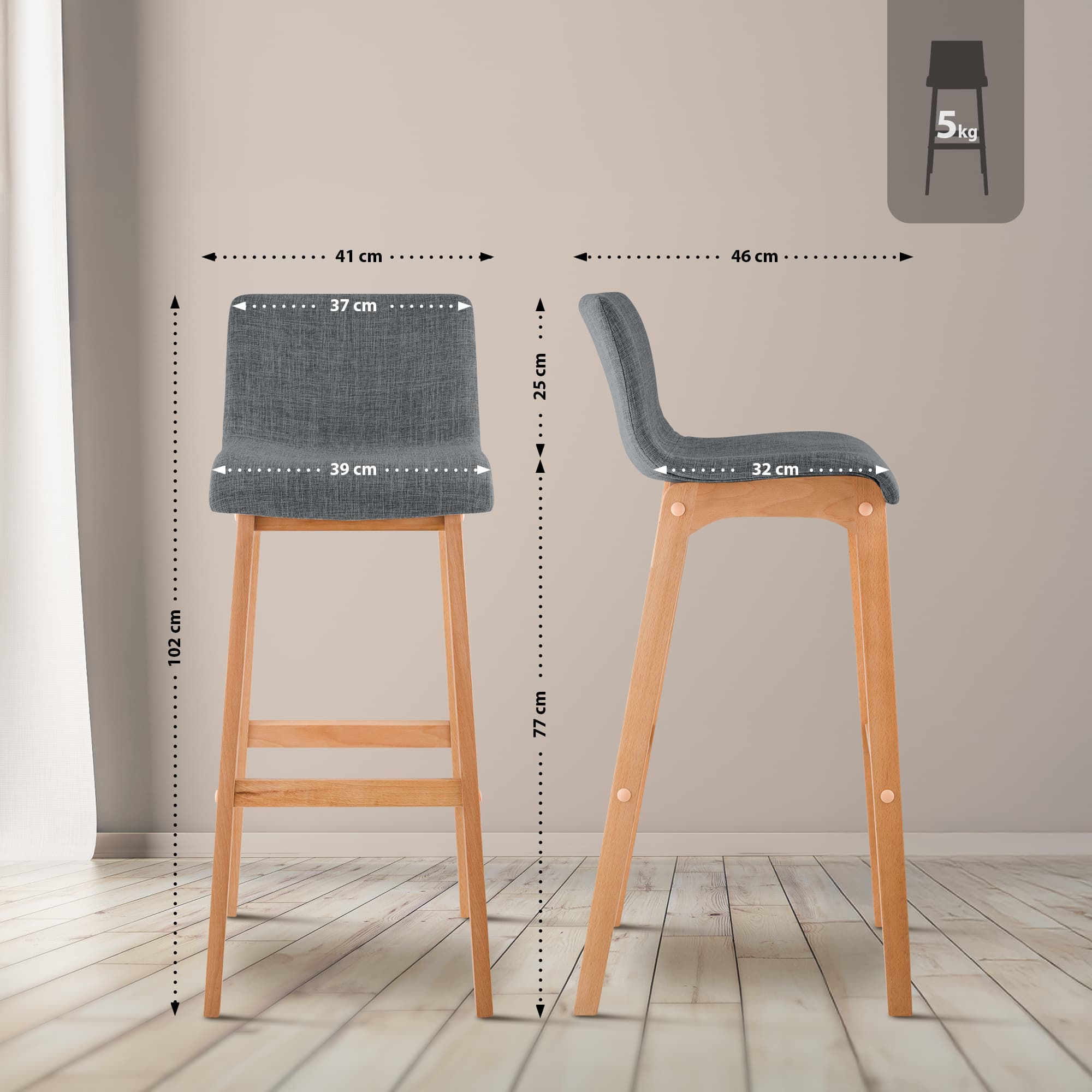 Barhocker Hoover Stoff Natura