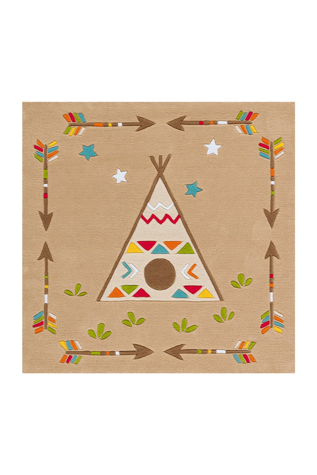 Teppich Spirit Glowy 3142 Multi Indian 130cm x 130cm ECKIG