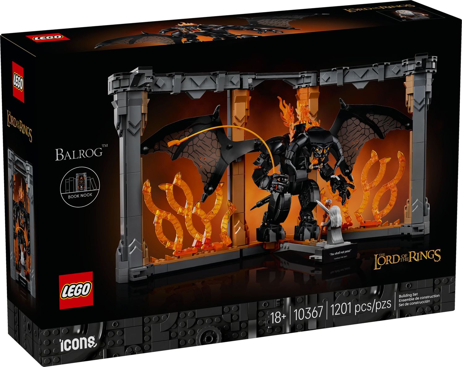 LEGO® LEGO LEGO® Icons 10367 - Der Herr der Ringe: Balrog™ Bücherstütze (1201 Teile)
