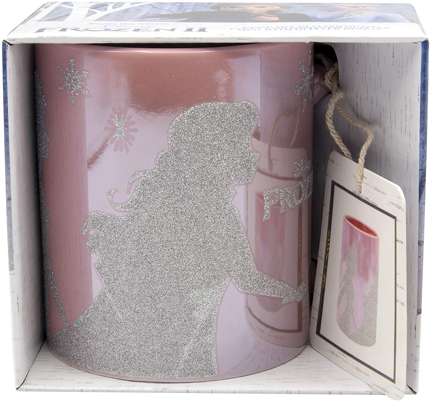 Joy Toy Küchenutensilien Disney Frozen 2 / Die Eiskönigin 2 - Anna und Elsa glänzende Tasse mit Glitzermotiven - 320 ml