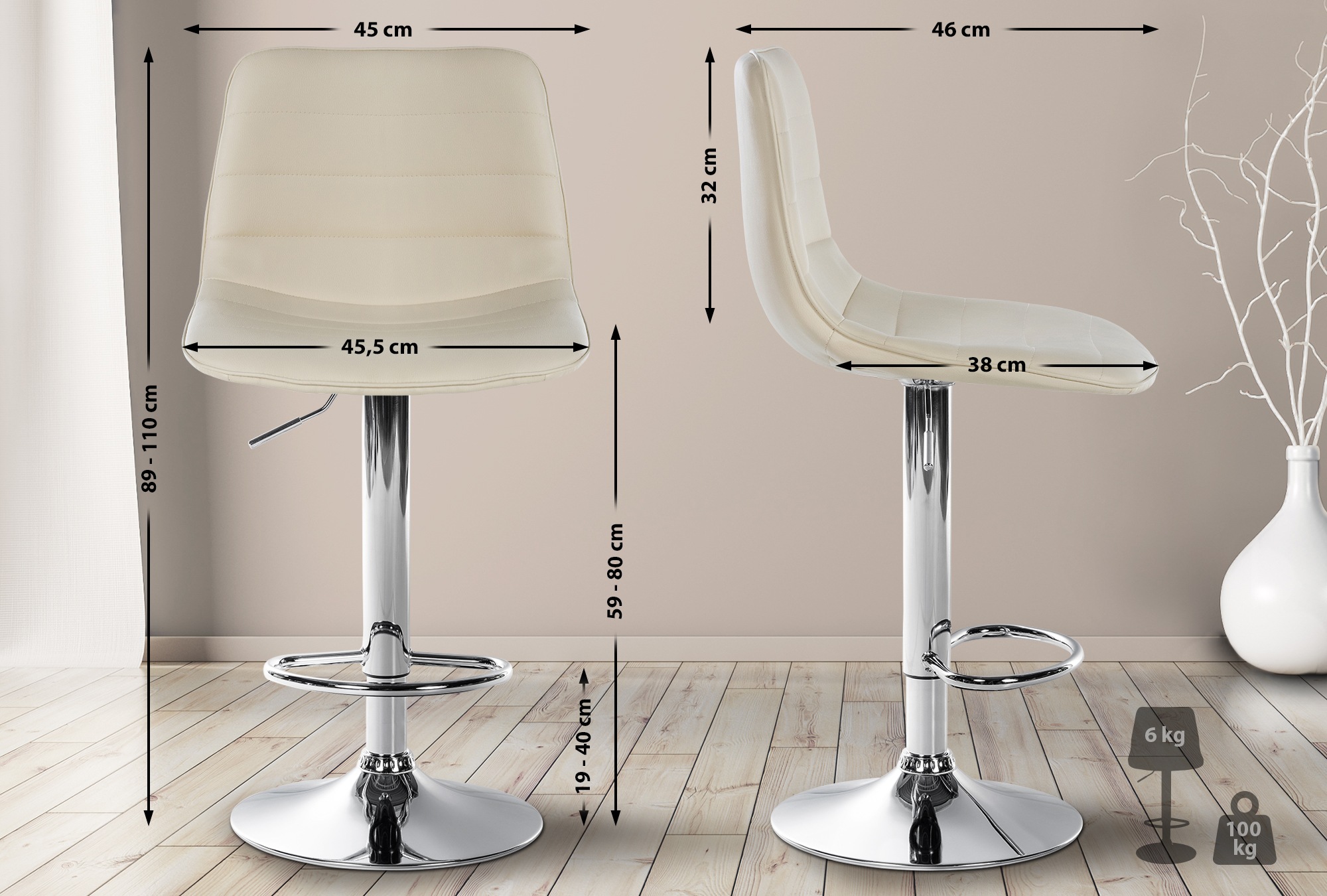 Barhocker Lex Kunstleder Chrom