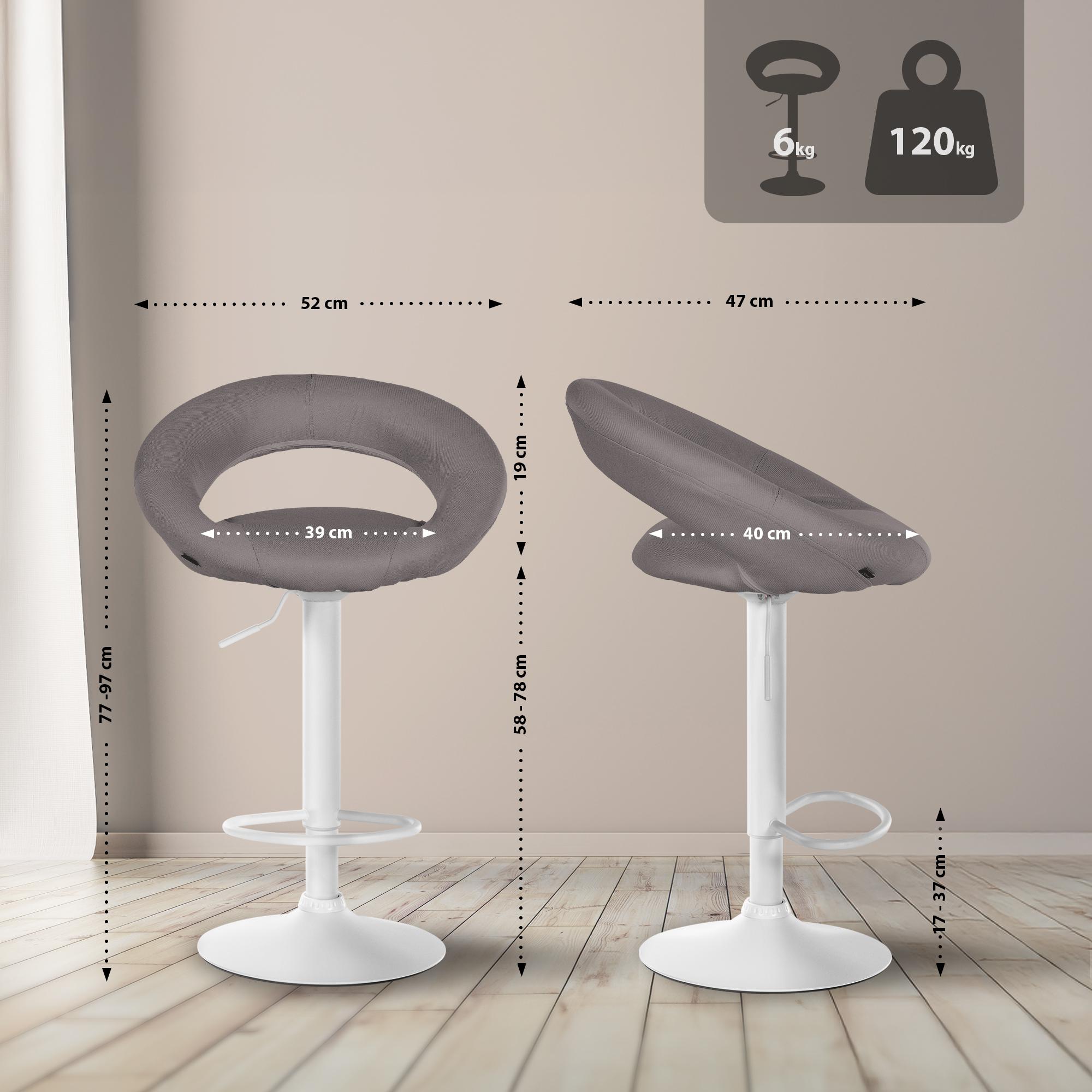 2er Set Barhocker Olinda Stoff weiß