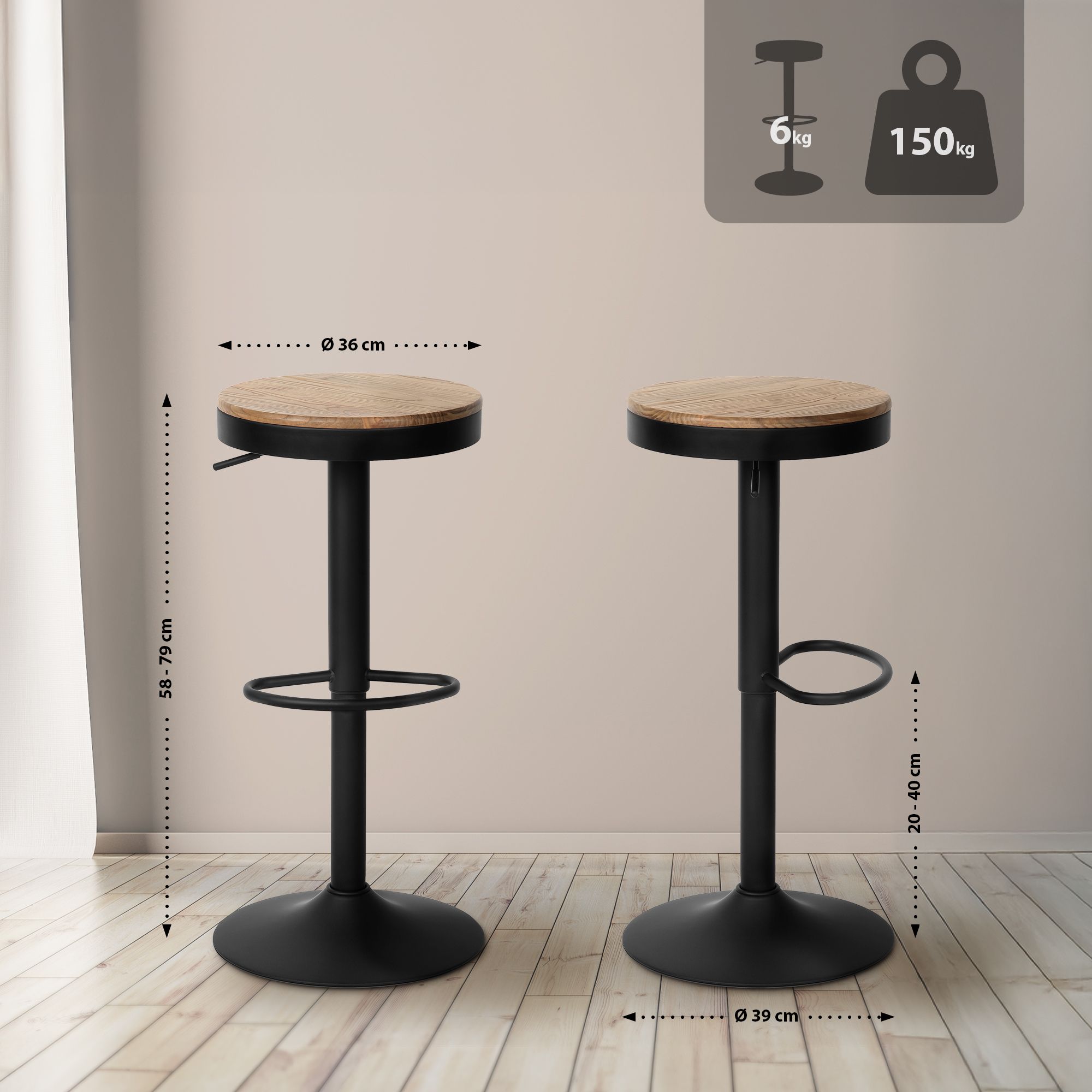 2er Set Barhocker Pitas