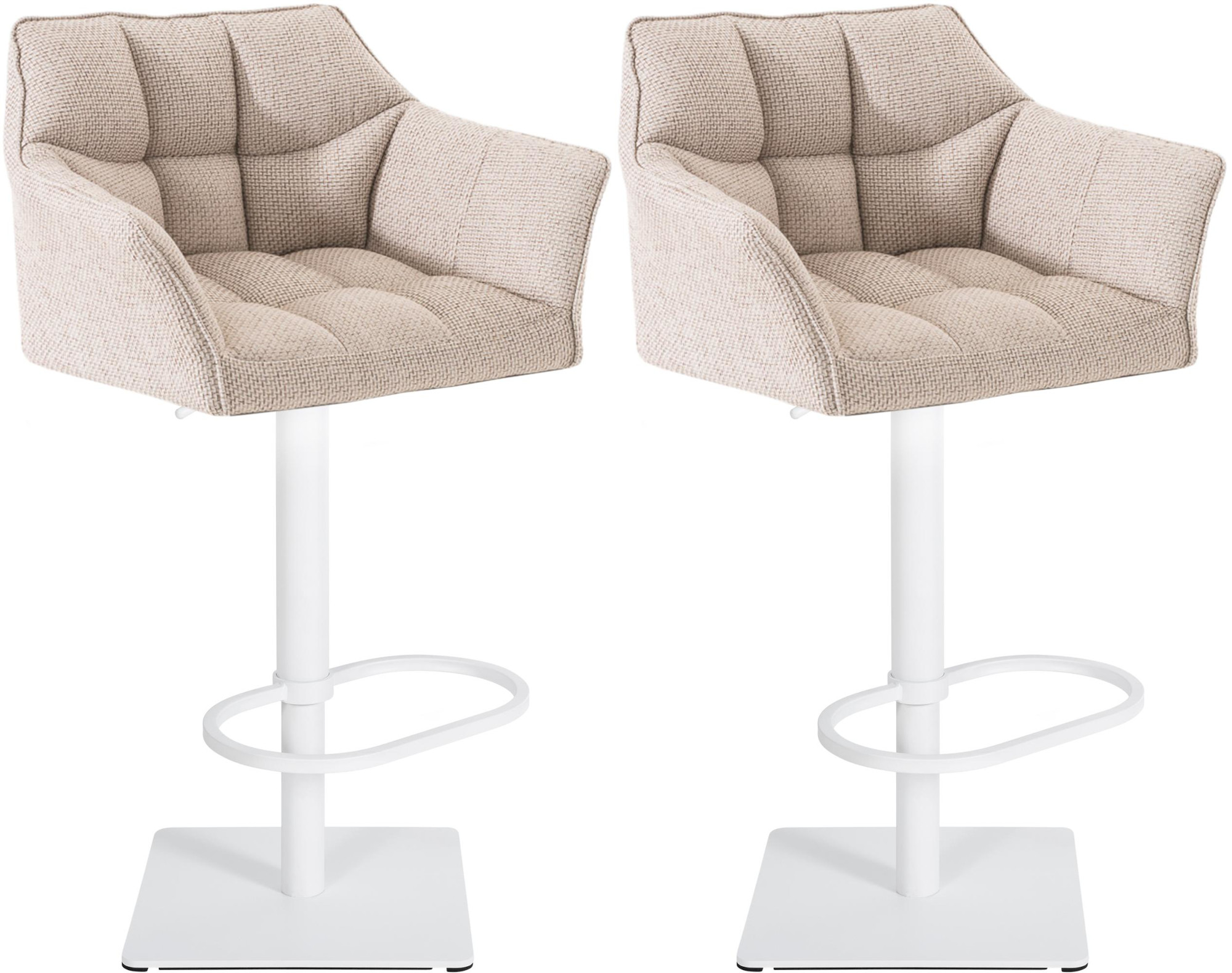 2er Set Barhocker Damaso Stoff weiß