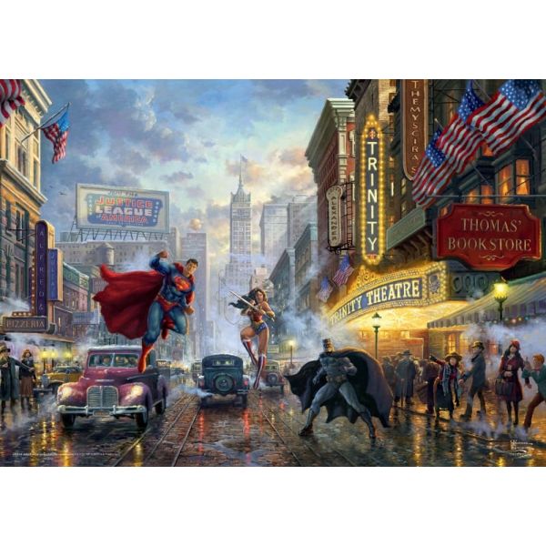 Schmidt Spiele GmbH Puzzles Batman, Superman and Wonder Woman - Puzzle 1000 Teile - Thomas Kinkade Collection