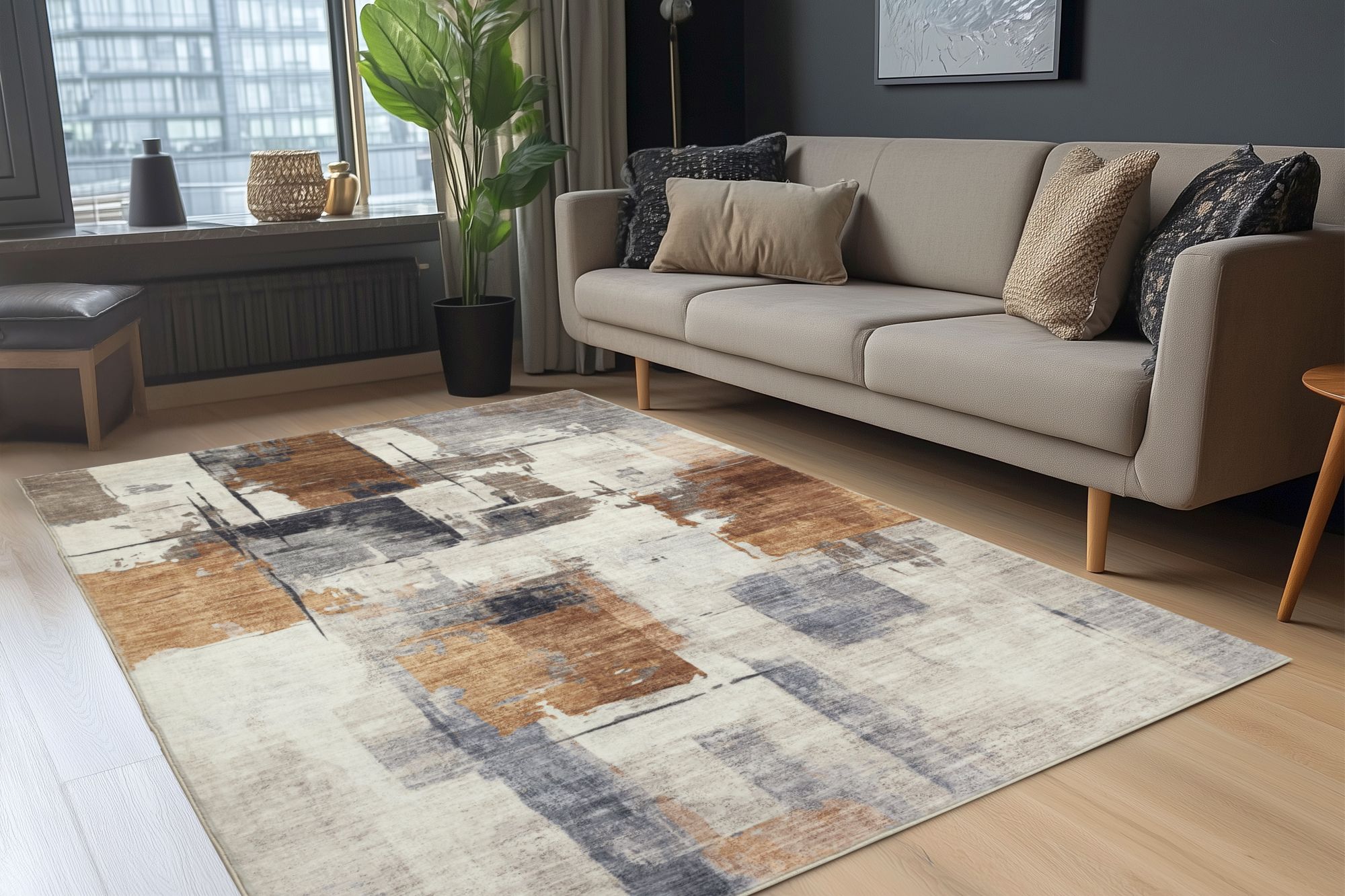 Abstrakter Design-Teppich Terrakotta