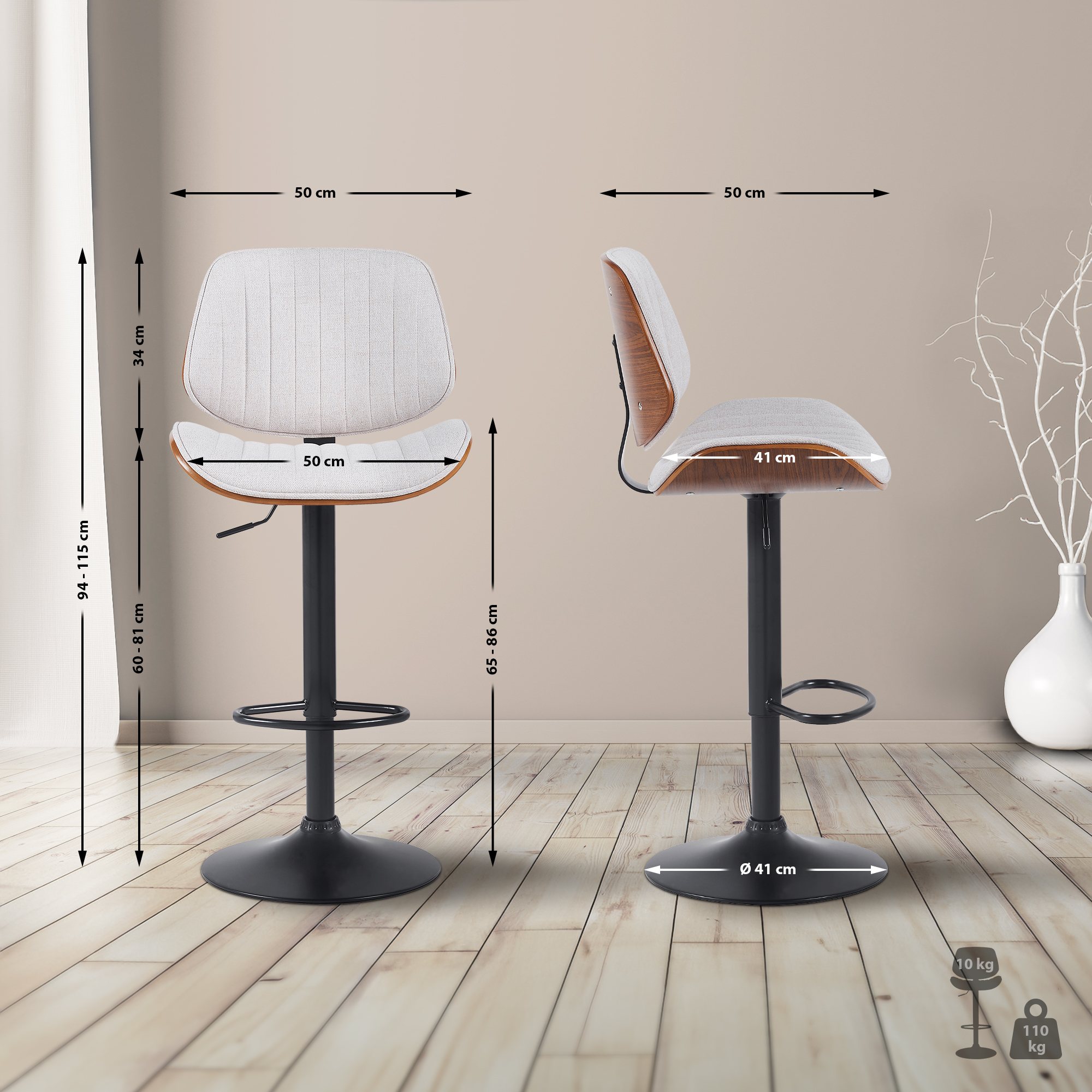 Barhocker Clawson Stoff schwarz