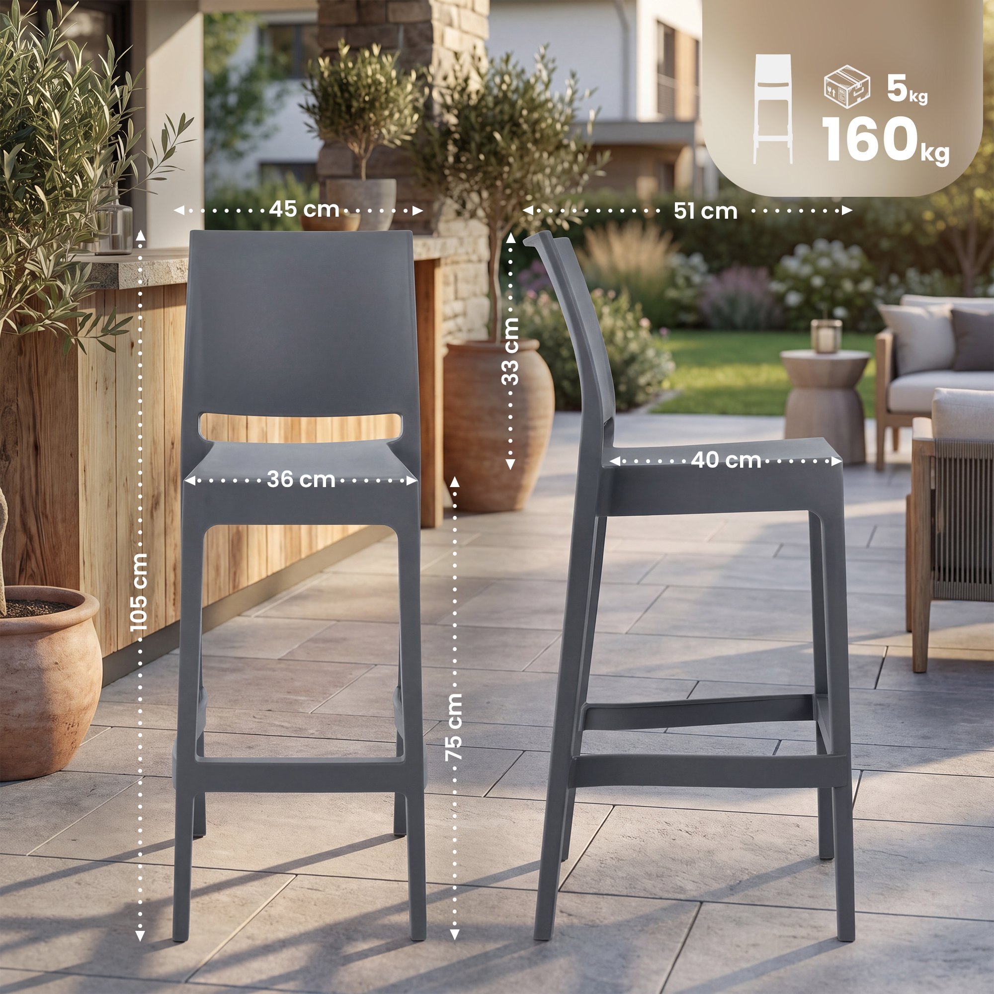 2er Set Barhocker Maya