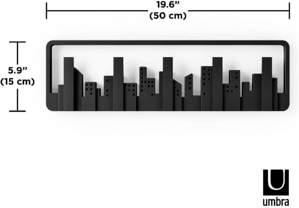 Umbra Skyline Schwarz Garderobenhaken mit 5 beweglichen Haken Garderobenleiste aus Kunststoff