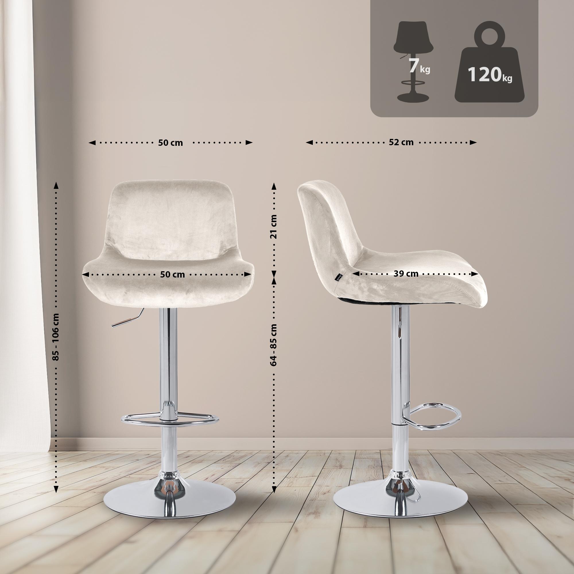 2er Set Barhocker Solon Chrom Samt