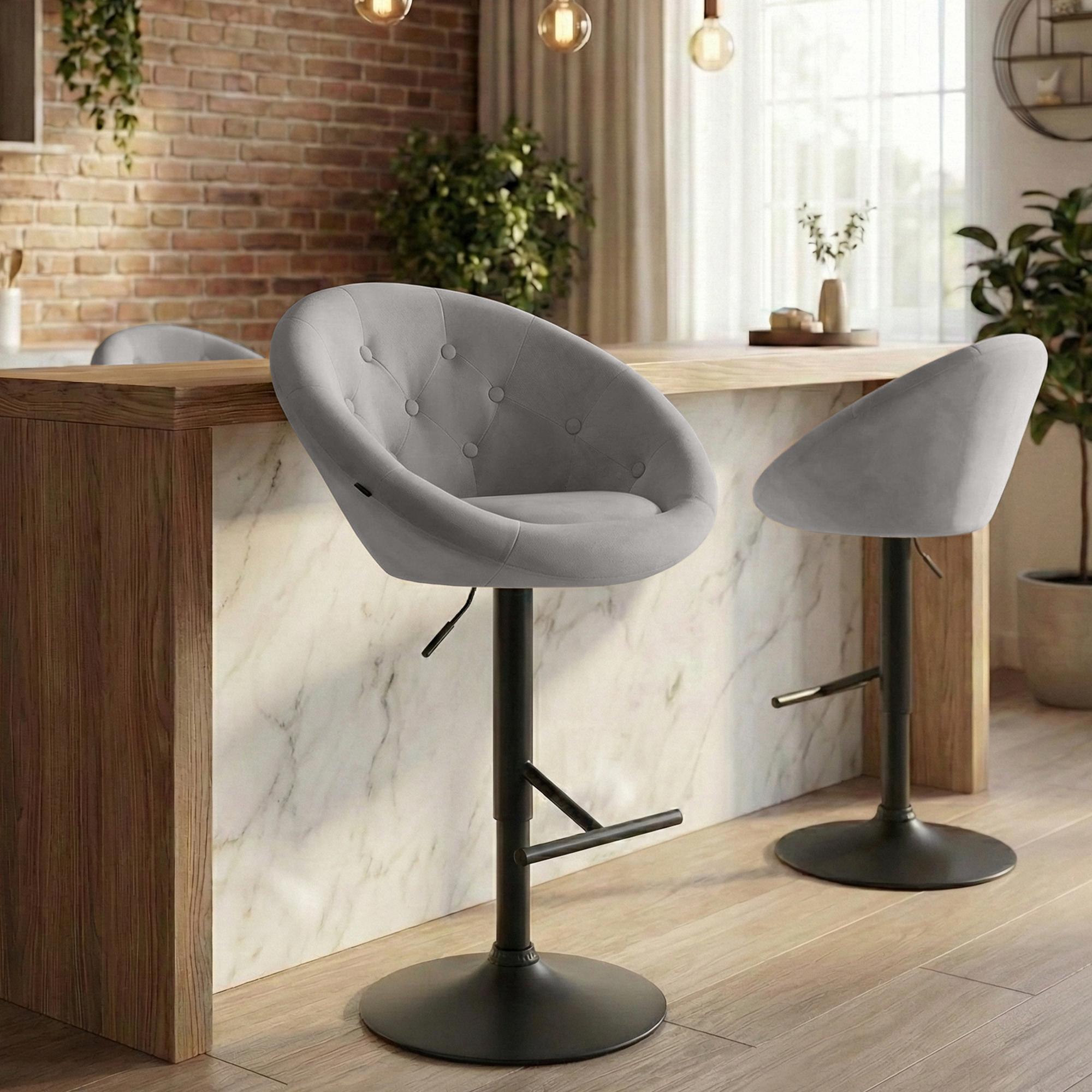 Barhocker London Samt schwarz