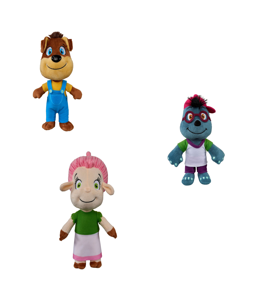 Heinrich Bauer Plüschfiguren Toggolino Set - Carlito, Florina, Monti - Sortiment 3 Stück Plüsch - 25 cm