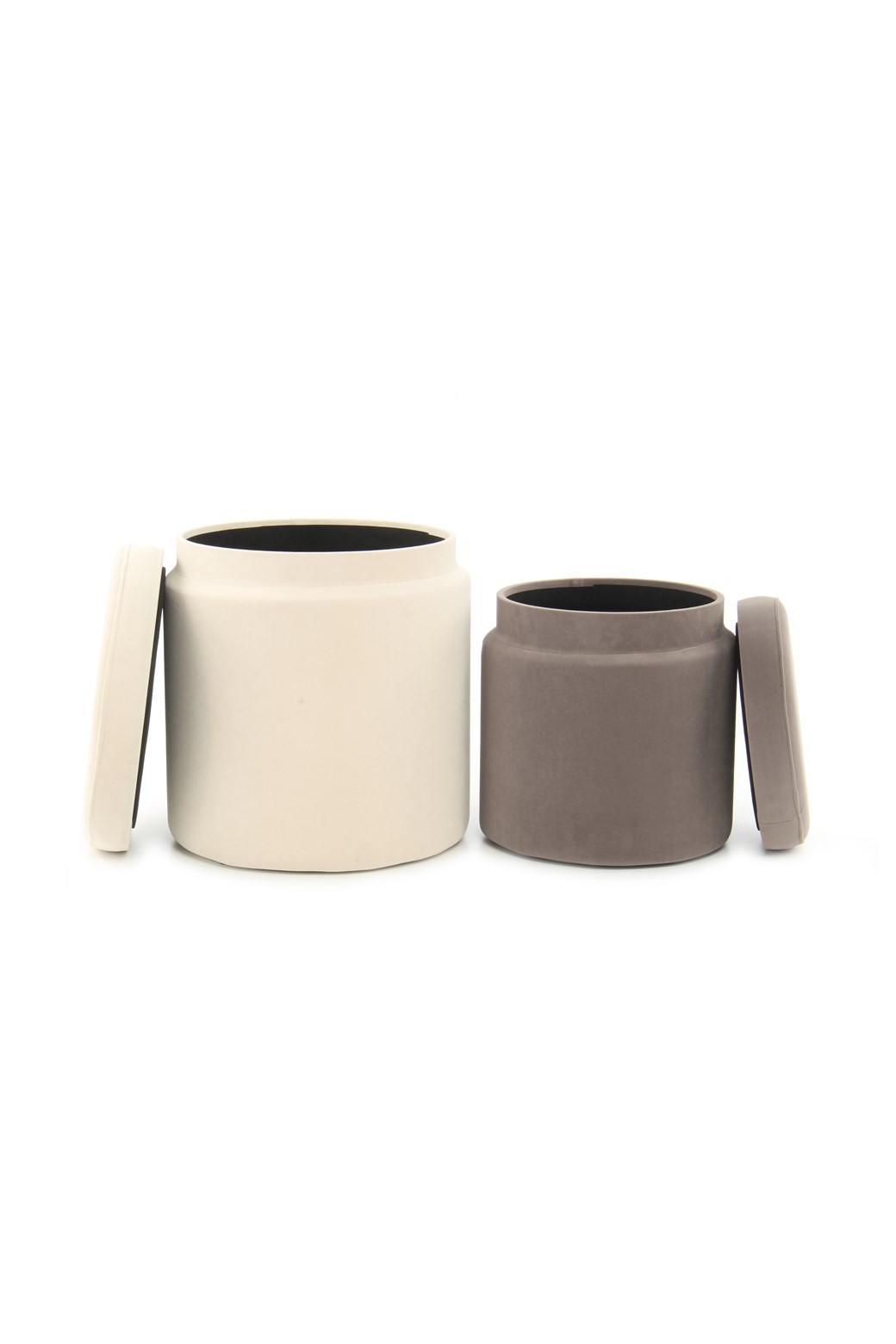 Hocker Hocker Zora 225 2er-Set Elfenbein / Taupe