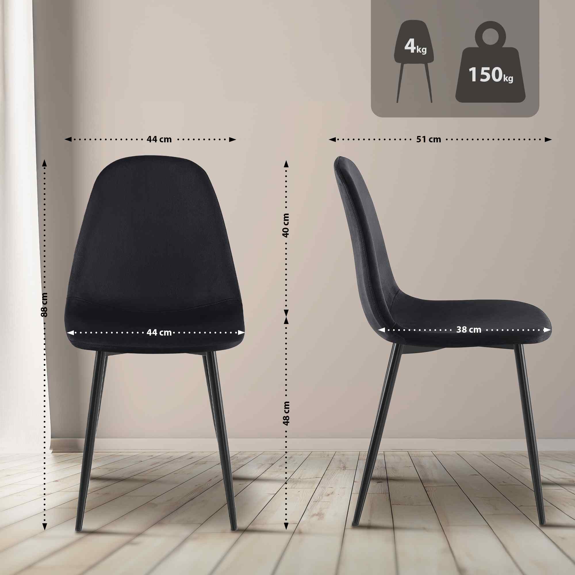 4er Set Esszimmerstühle Napier Samt