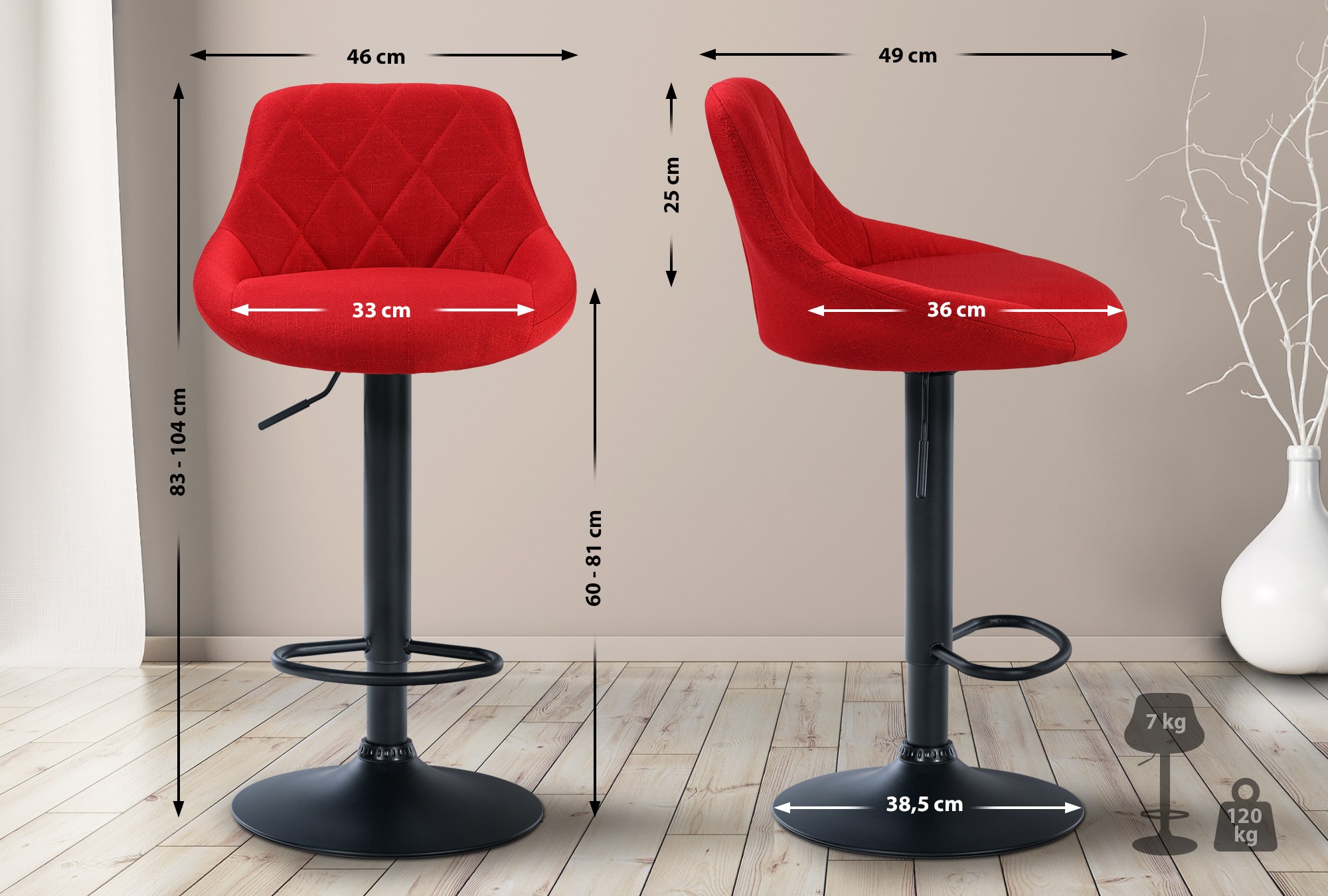 Barhocker Lazio Stoff schwarz
