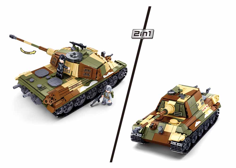 Sluban Bau- & Konstruktionsspielzeug Sluban M38-B0980 - Army Battle of Budapest - Großer Deutsche Panzer 2in1