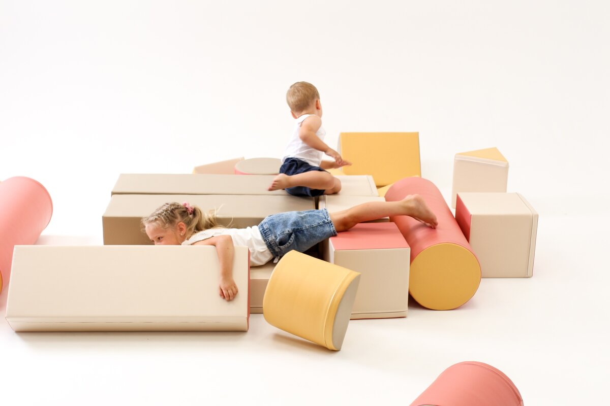 IGLU Softplay PEPI RER SIA IGLU SET 19X Fortress - Beige/Pastell-Pink/Grau/Honigfarben - Schaumstoffbaustein-Set Festung/Burg für Kinder – Ansicht 19