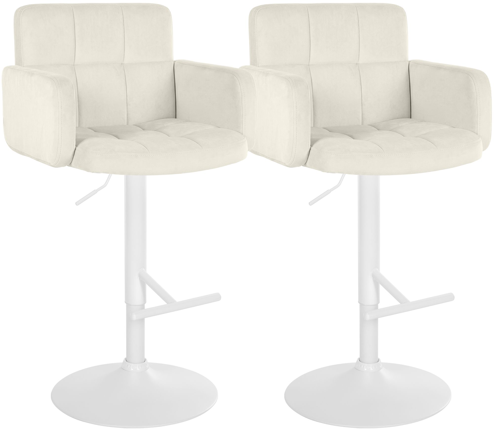 2er Set Barhocker Los Angeles Samt weiß