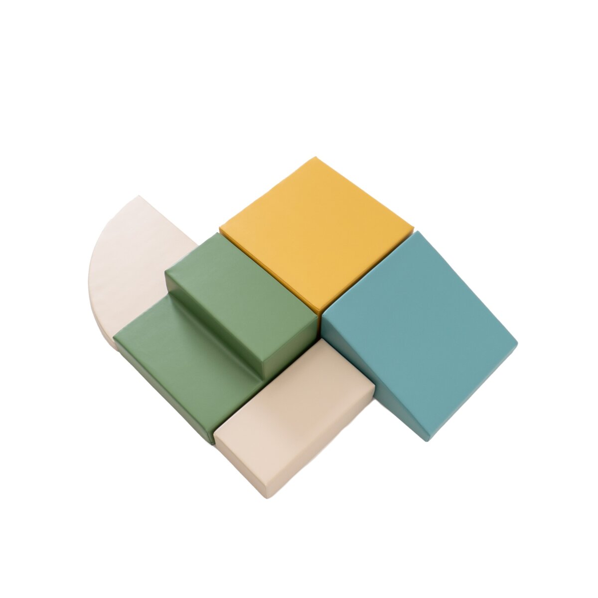 IGLU SET 6 Corner Climber - Pastell-Türkis/Grün/Honigfarben - Bunte Schaumstoff-Klettermodule/Bausteine für Kinder