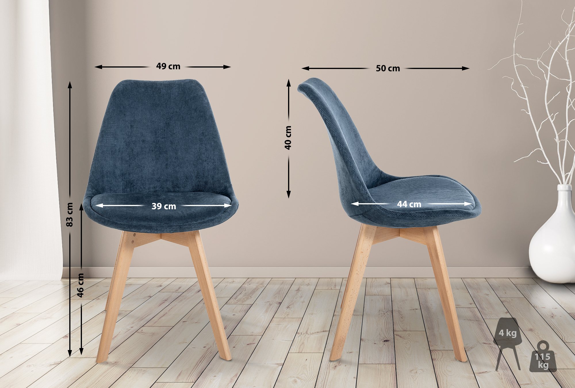 4er Set Stuhl Linares Cord