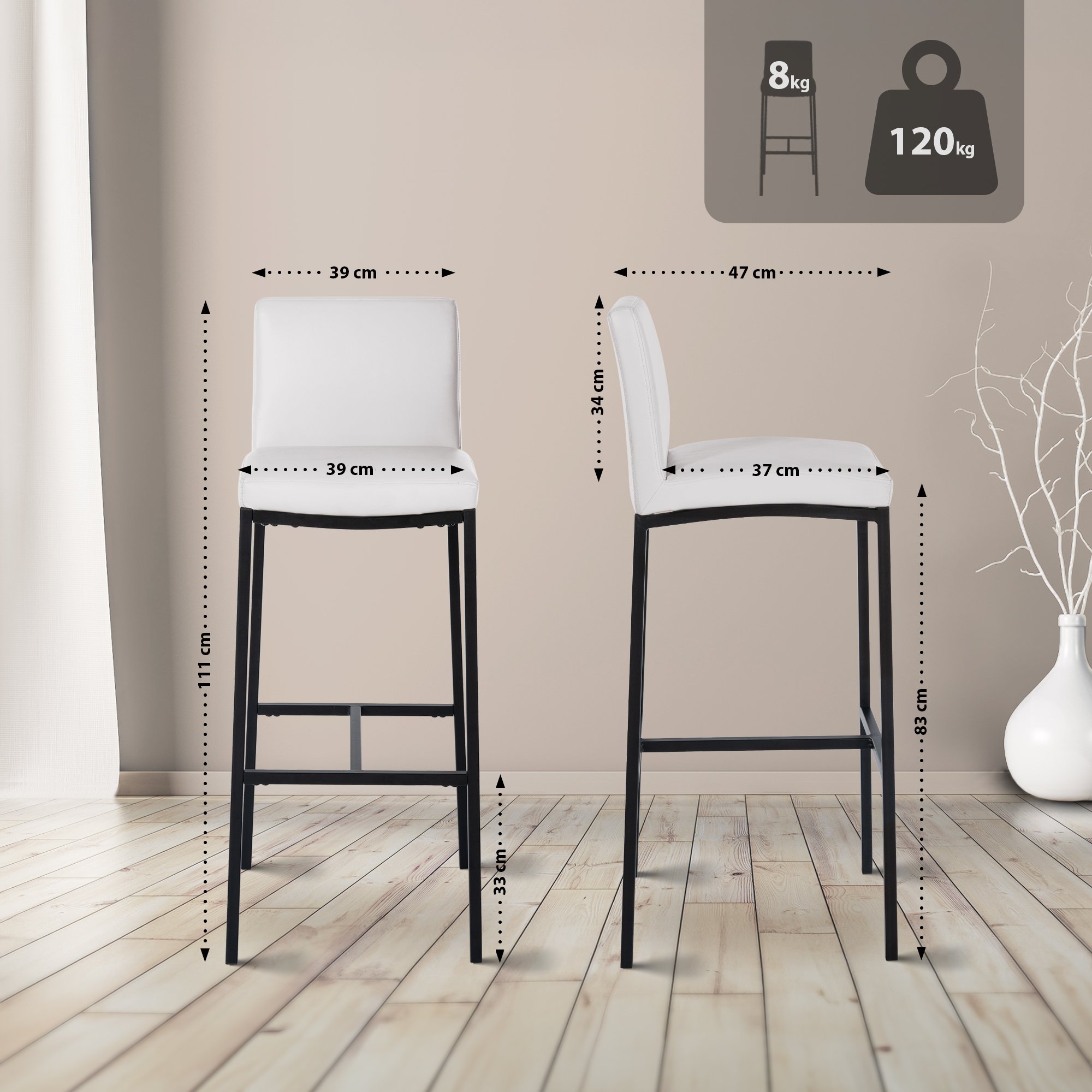 2er Set Barhocker Freeport Kunstleder B