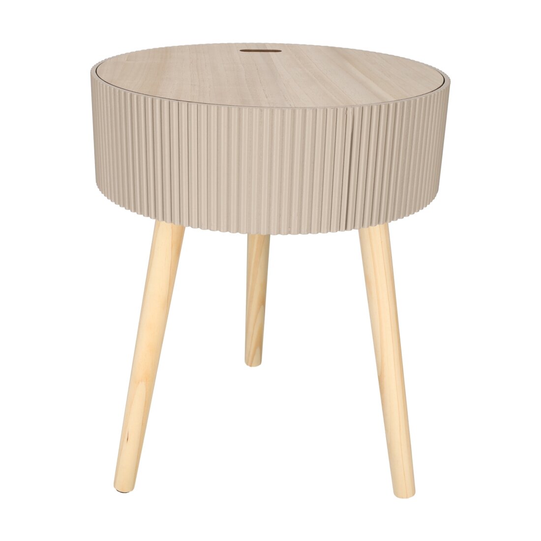 JENS Living Beistelltisch Levi – Rund Ø38cm mit Stauraum & Deckel – Couchtisch Modern mit 3 Beinen – Nachttisch – Holz – Beige