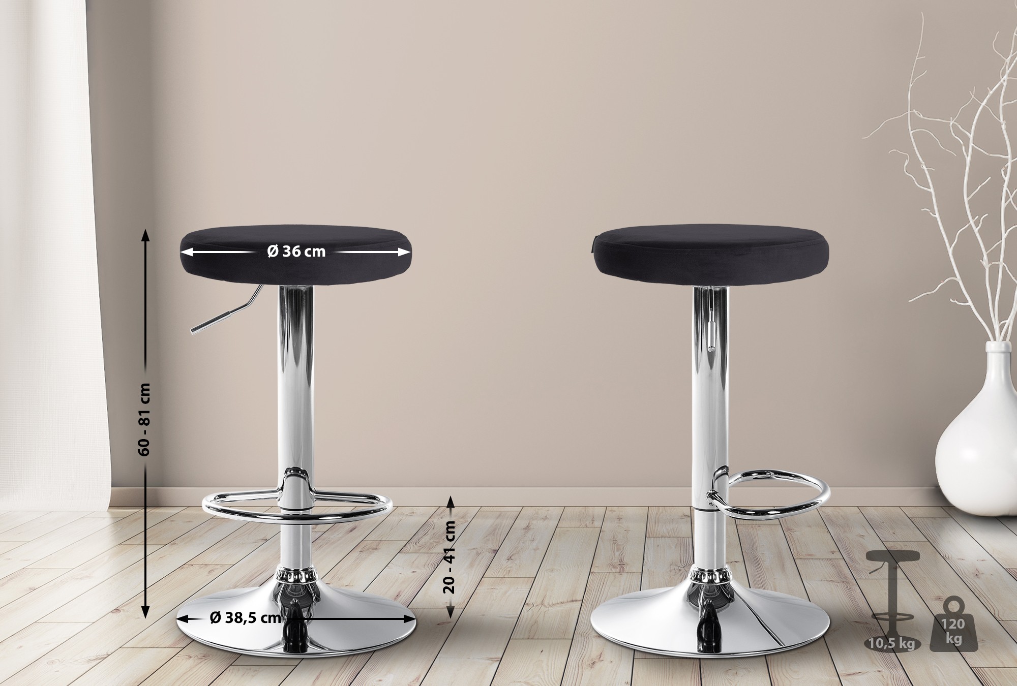 Barhocker Ponte Samt chrom